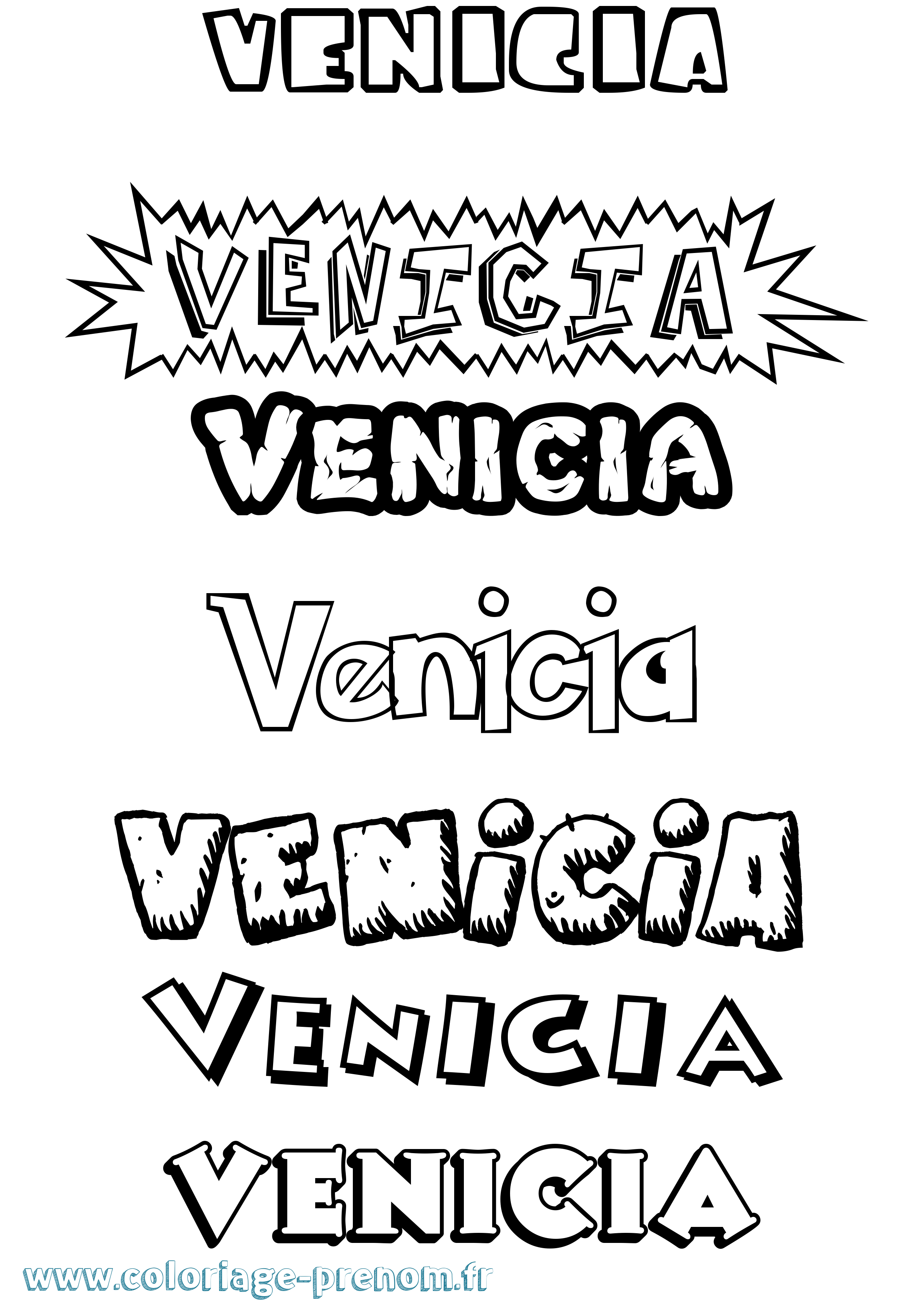 Coloriage Venicia Dessin Animé Coloriage prénom Venicia Dessin Animé