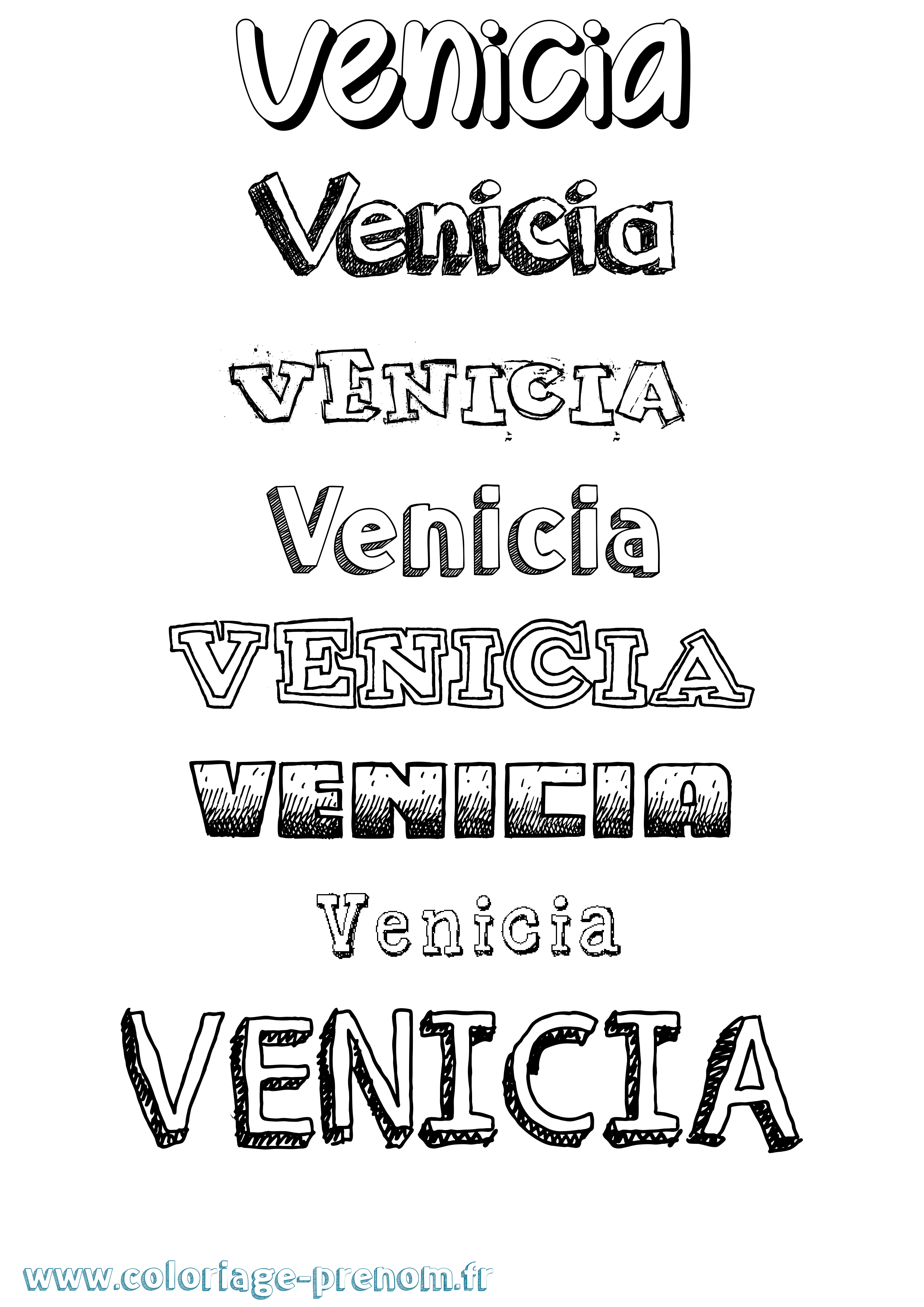 Coloriage prénom Venicia Dessiné