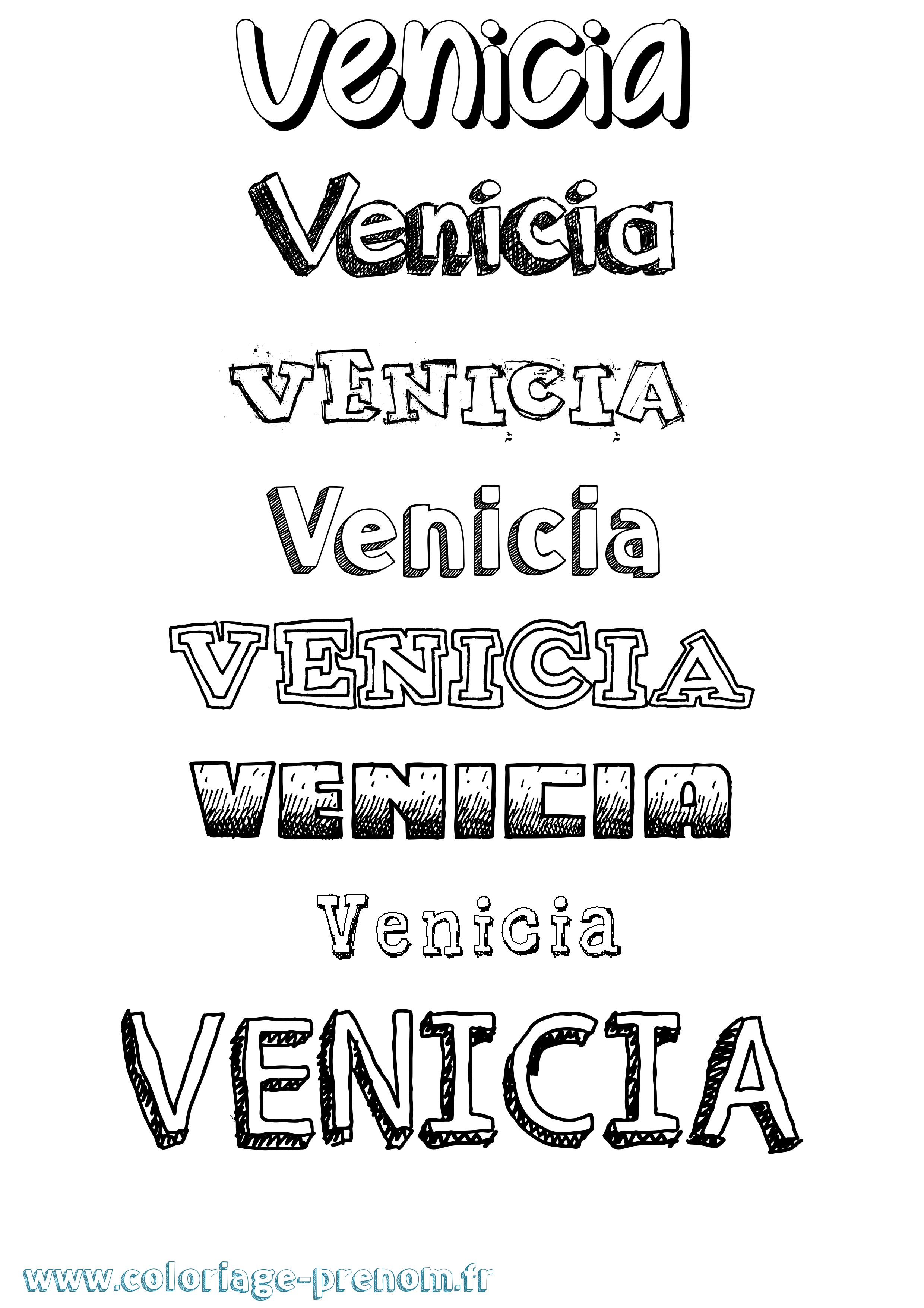 Coloriage Venicia Dessiné Coloriage prénom Venicia Dessiné