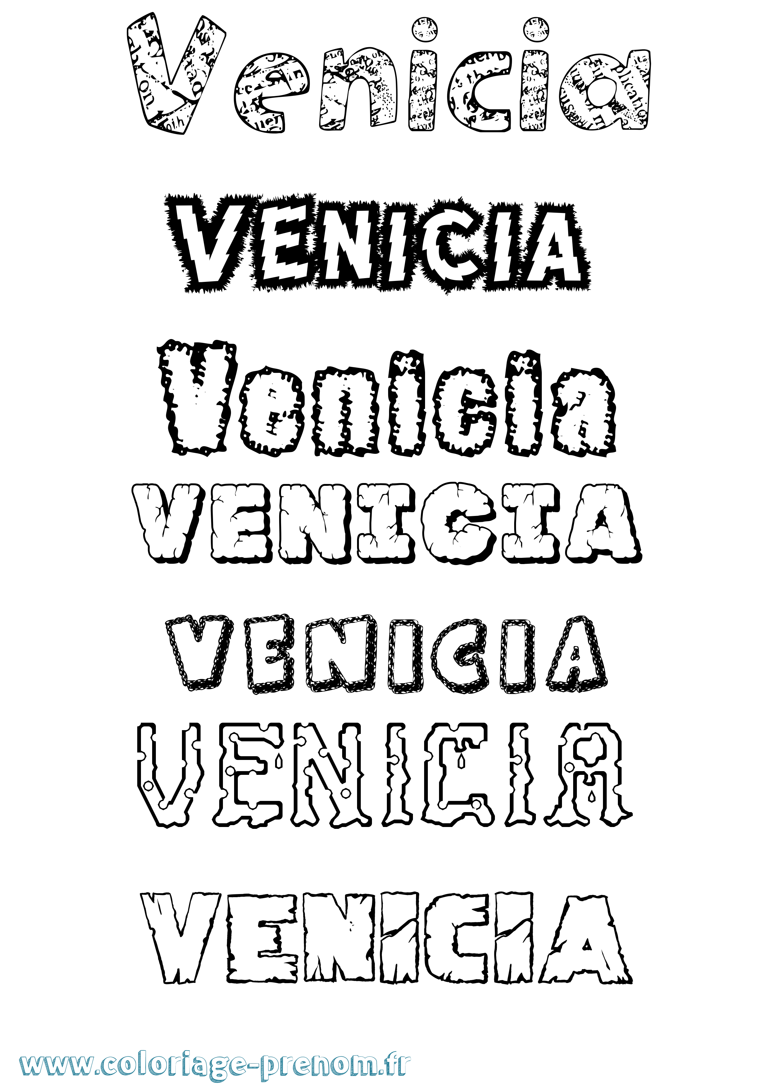 Coloriage Venicia Destructuré Coloriage prénom Venicia Destructuré