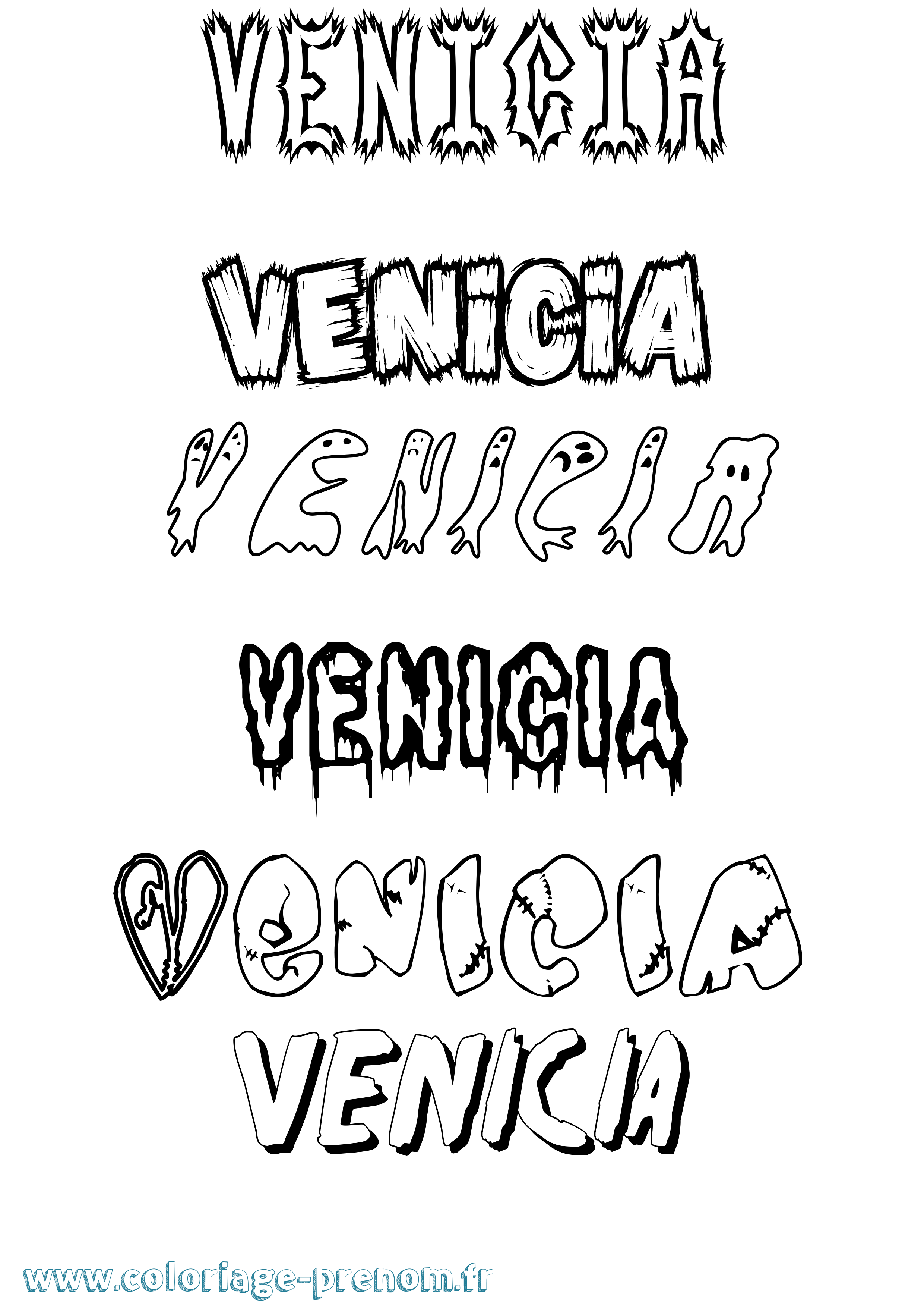 Coloriage prénom Venicia Frisson