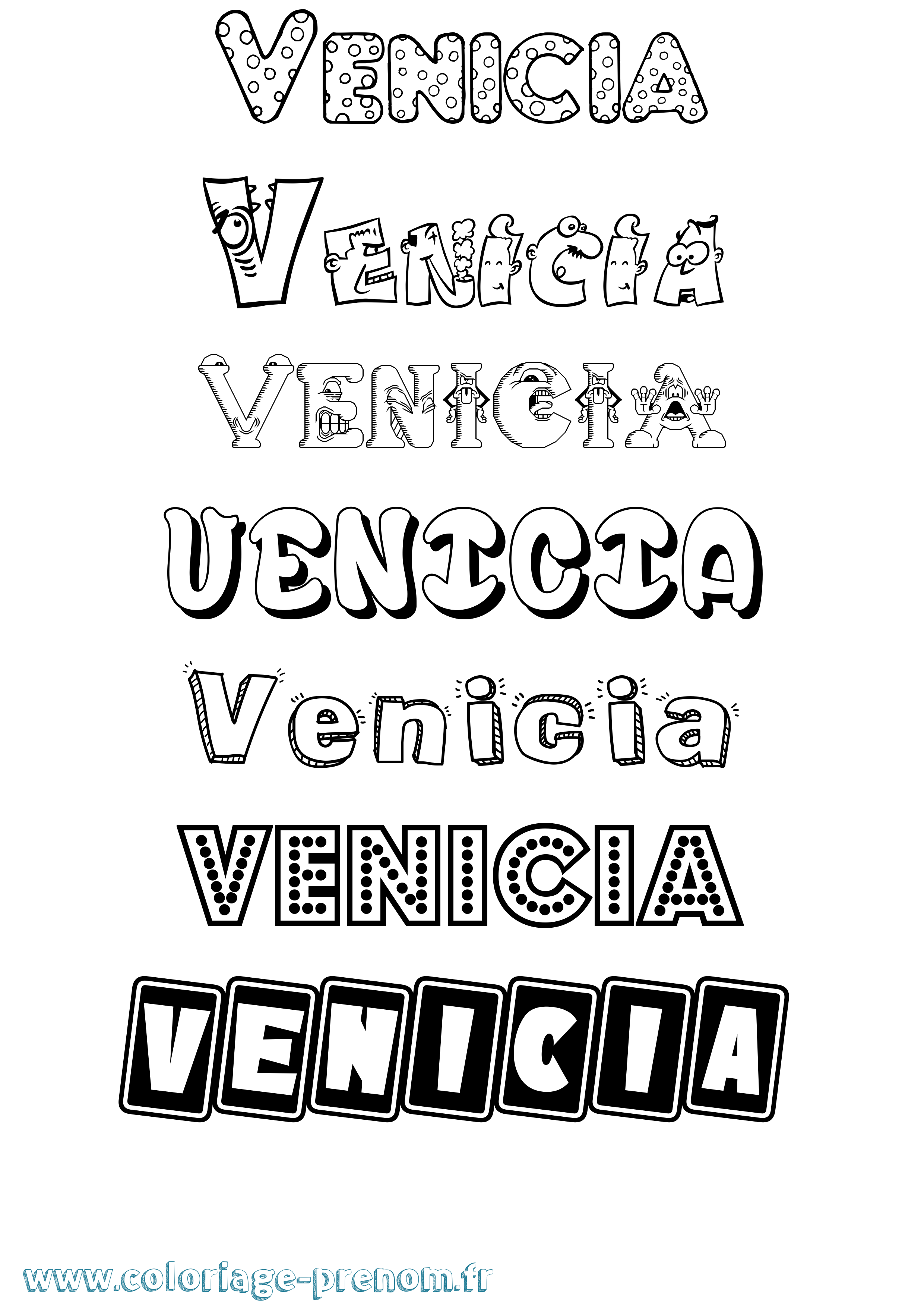 Coloriage prénom Venicia Fun