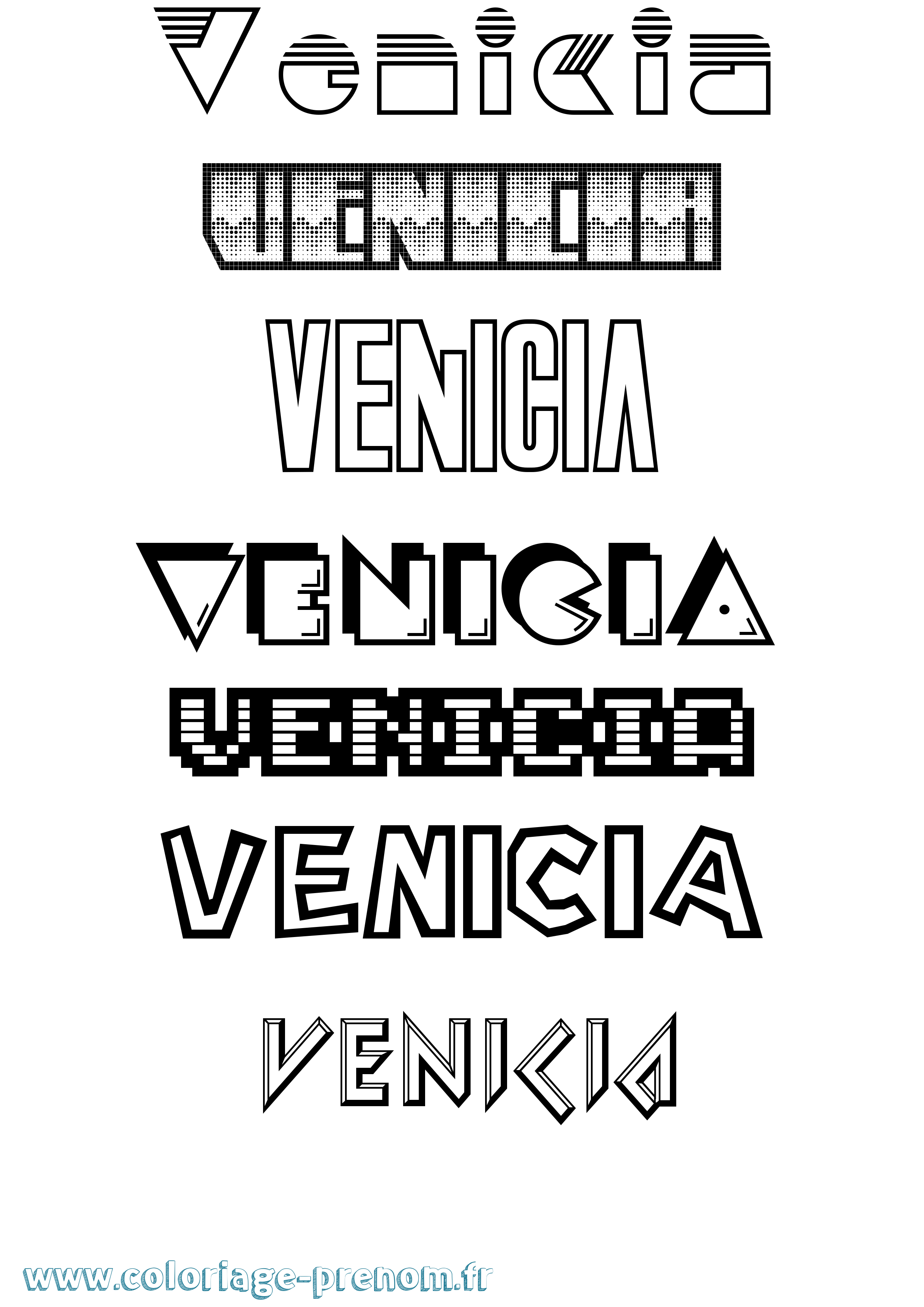 Coloriage prénom Venicia Jeux Vidéos