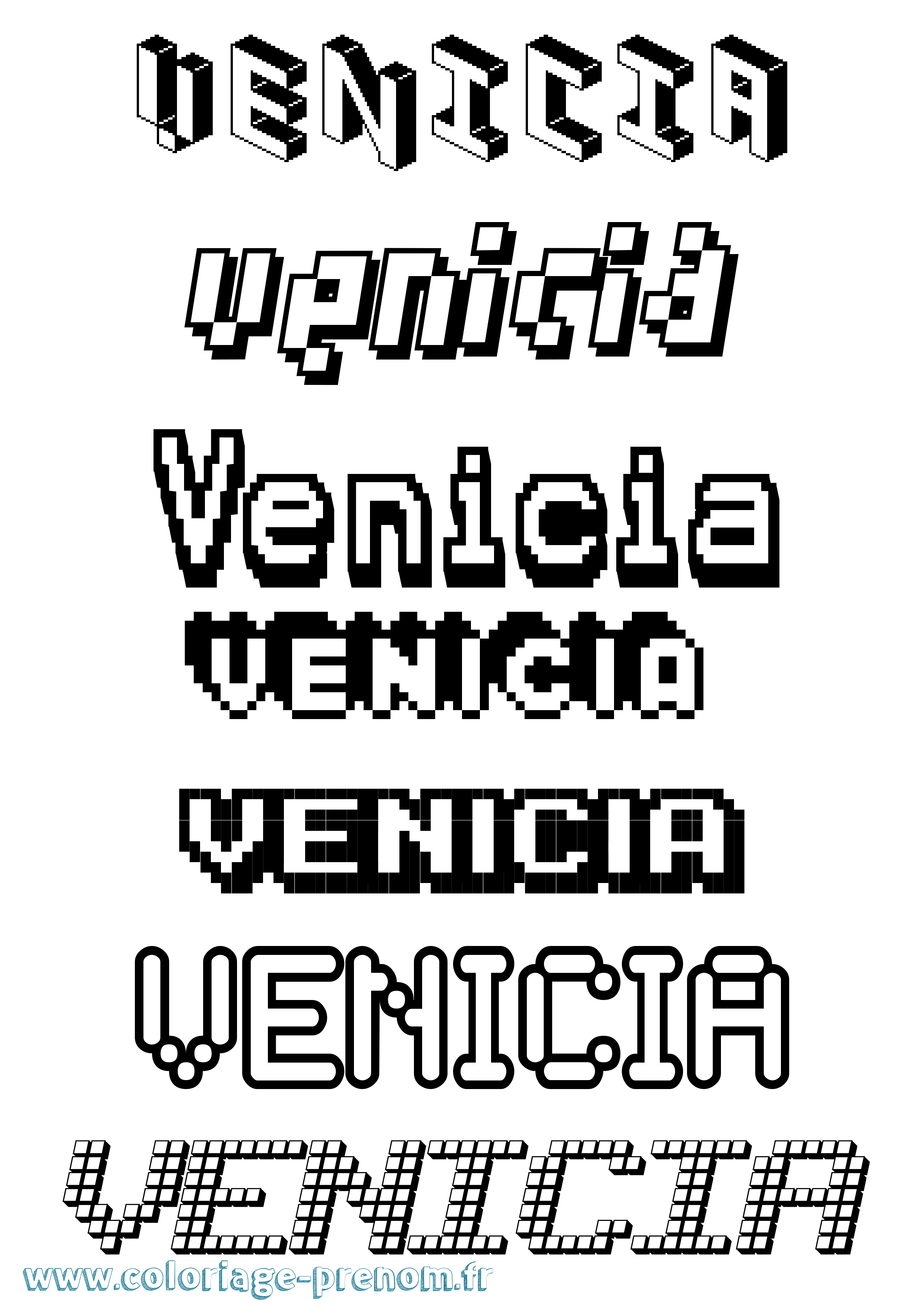 Coloriage Venicia Pixel Coloriage prénom Venicia Pixel
