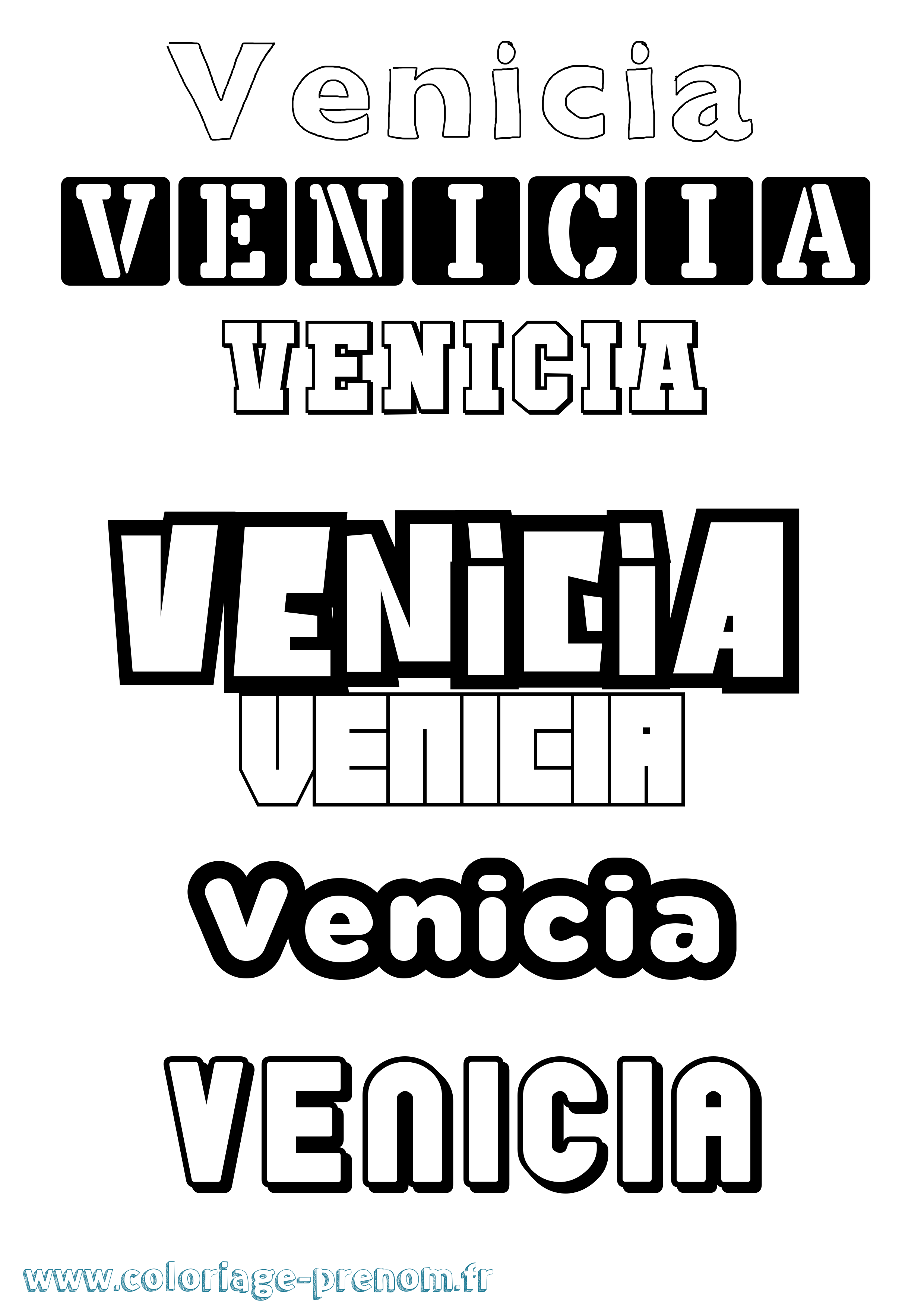 Coloriage prénom Venicia Simple