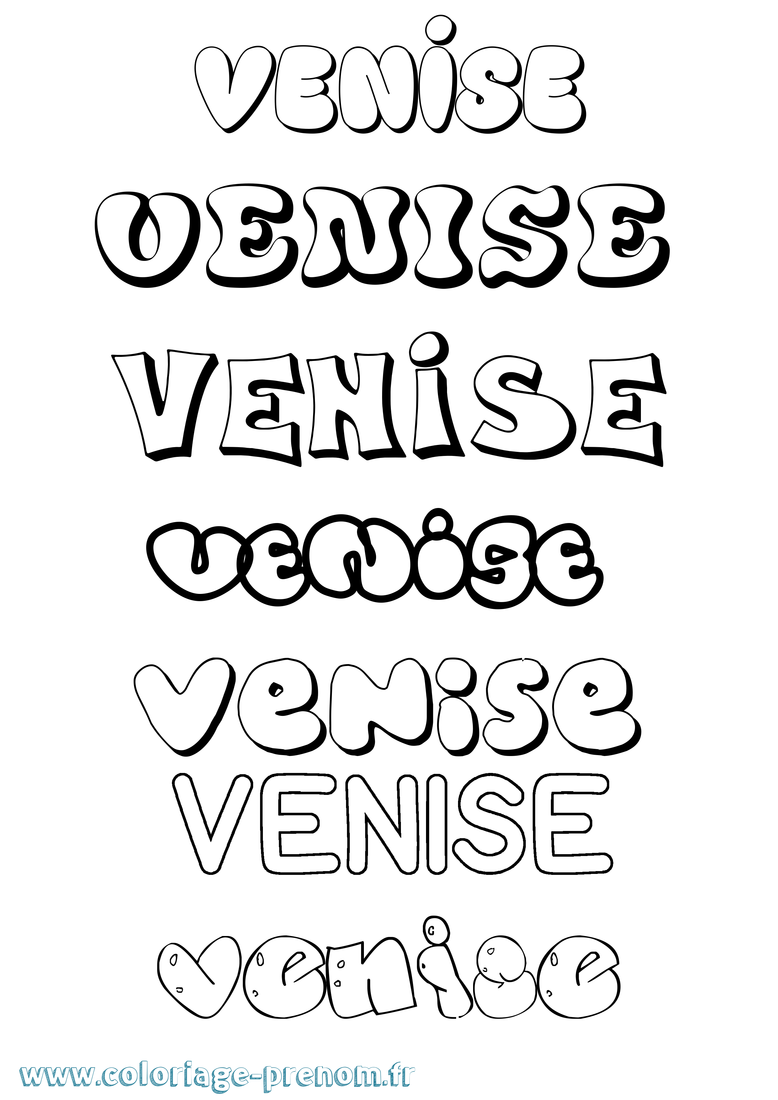 Coloriage Venise Bubble Coloriage prénom Venise Bubble