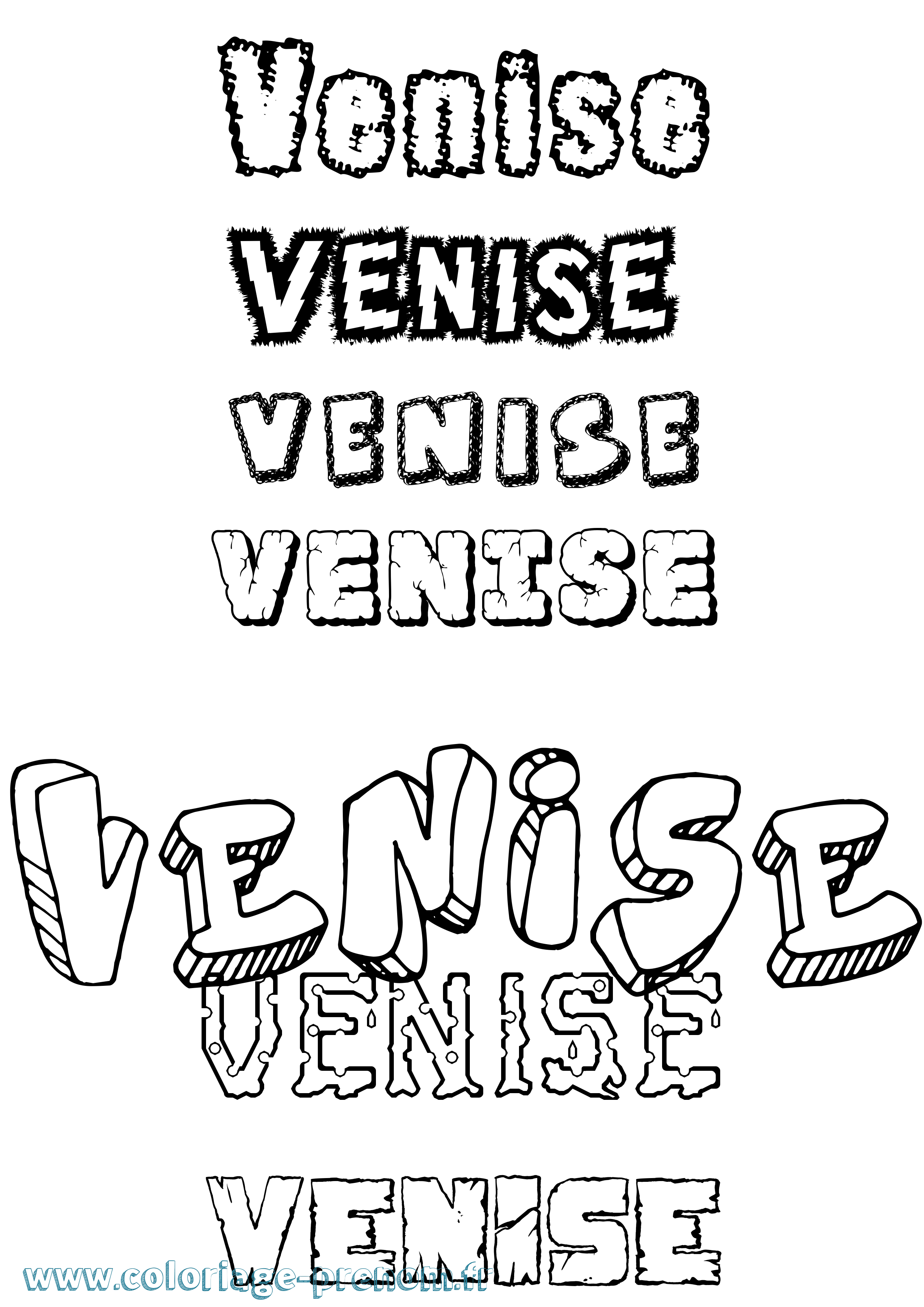 Coloriage Venise Destructuré Coloriage prénom Venise Destructuré