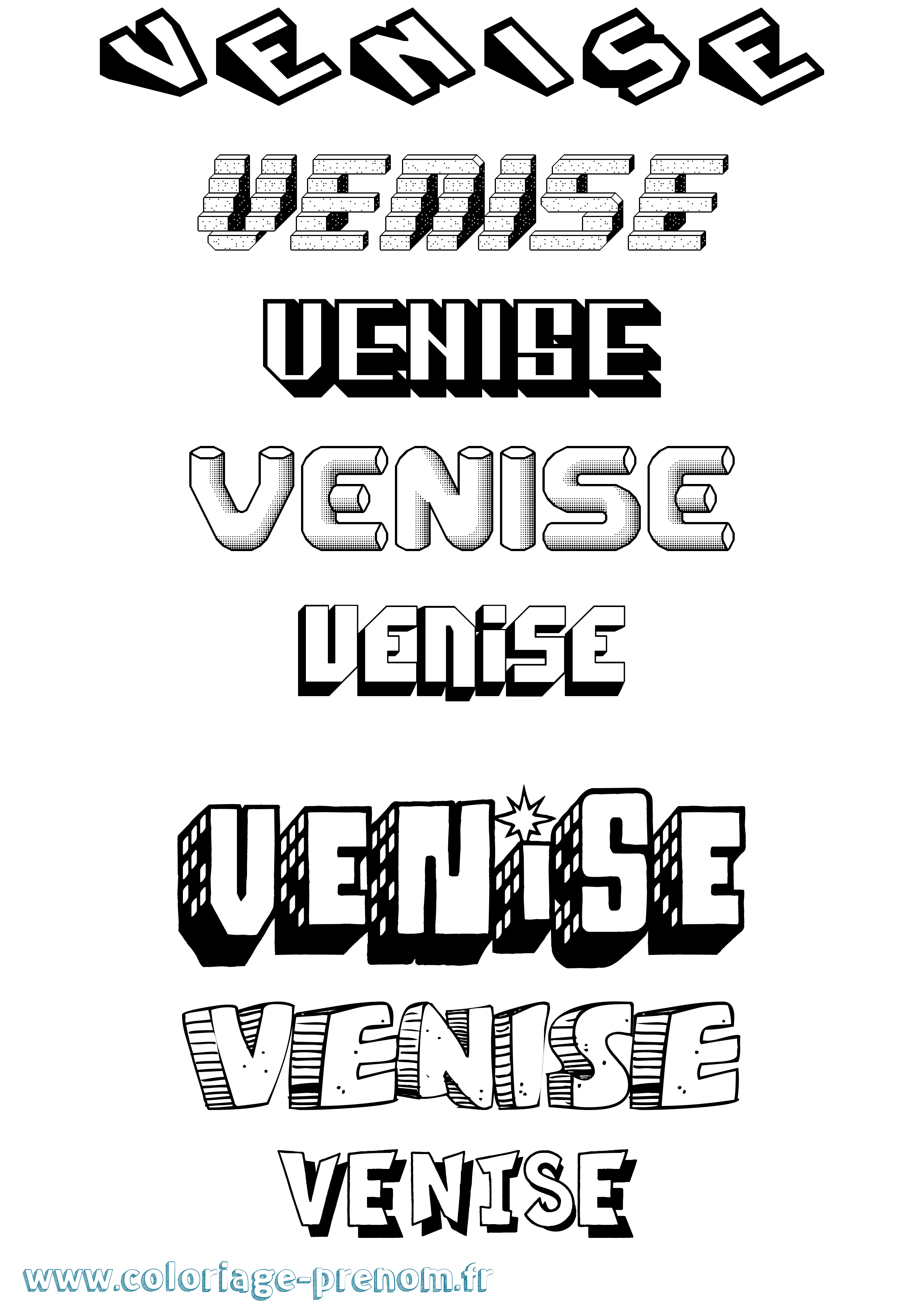 Coloriage Venise Effet 3D Coloriage prénom Venise Effet 3D