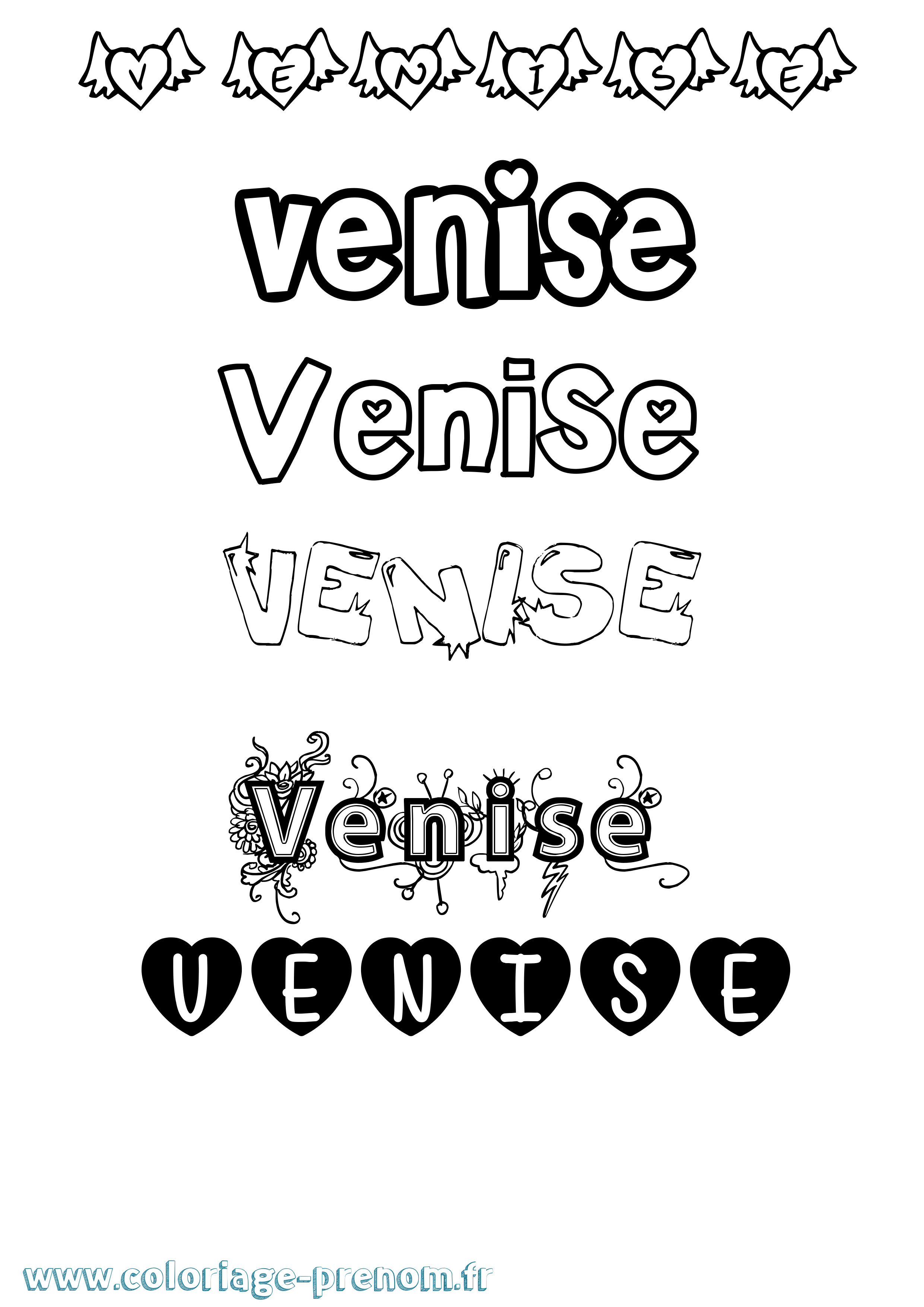 Coloriage Venise Girly Coloriage prénom Venise Girly