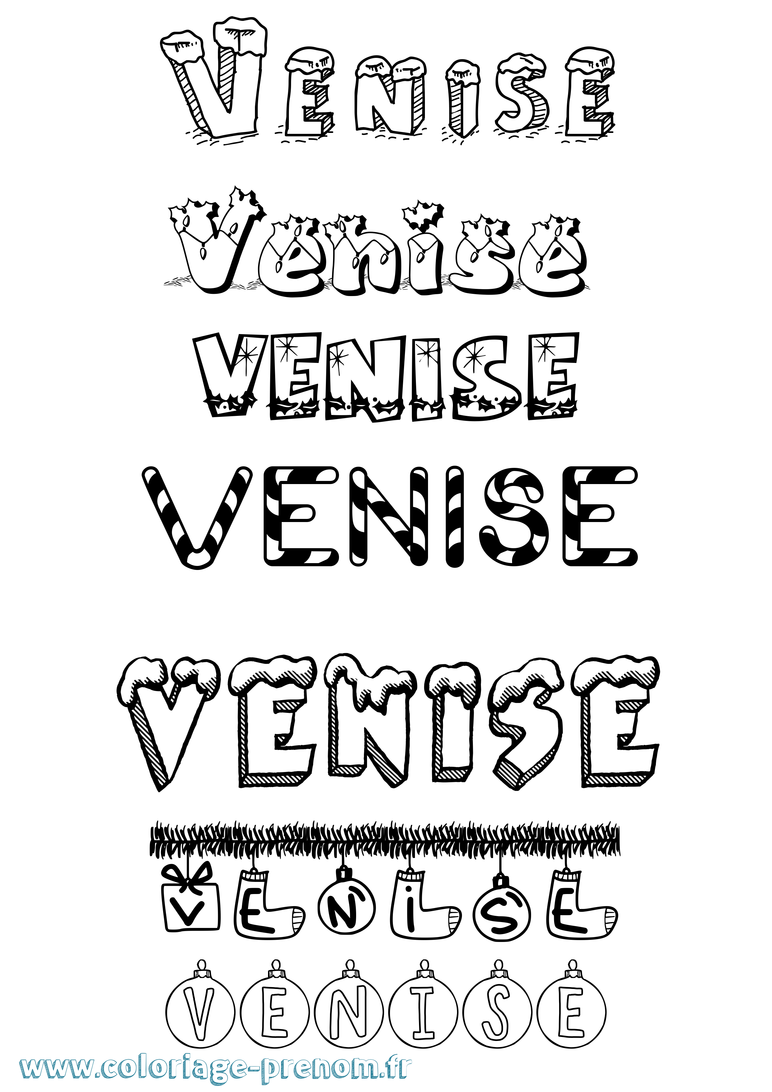 Coloriage Venise Noël Coloriage prénom Venise Noël