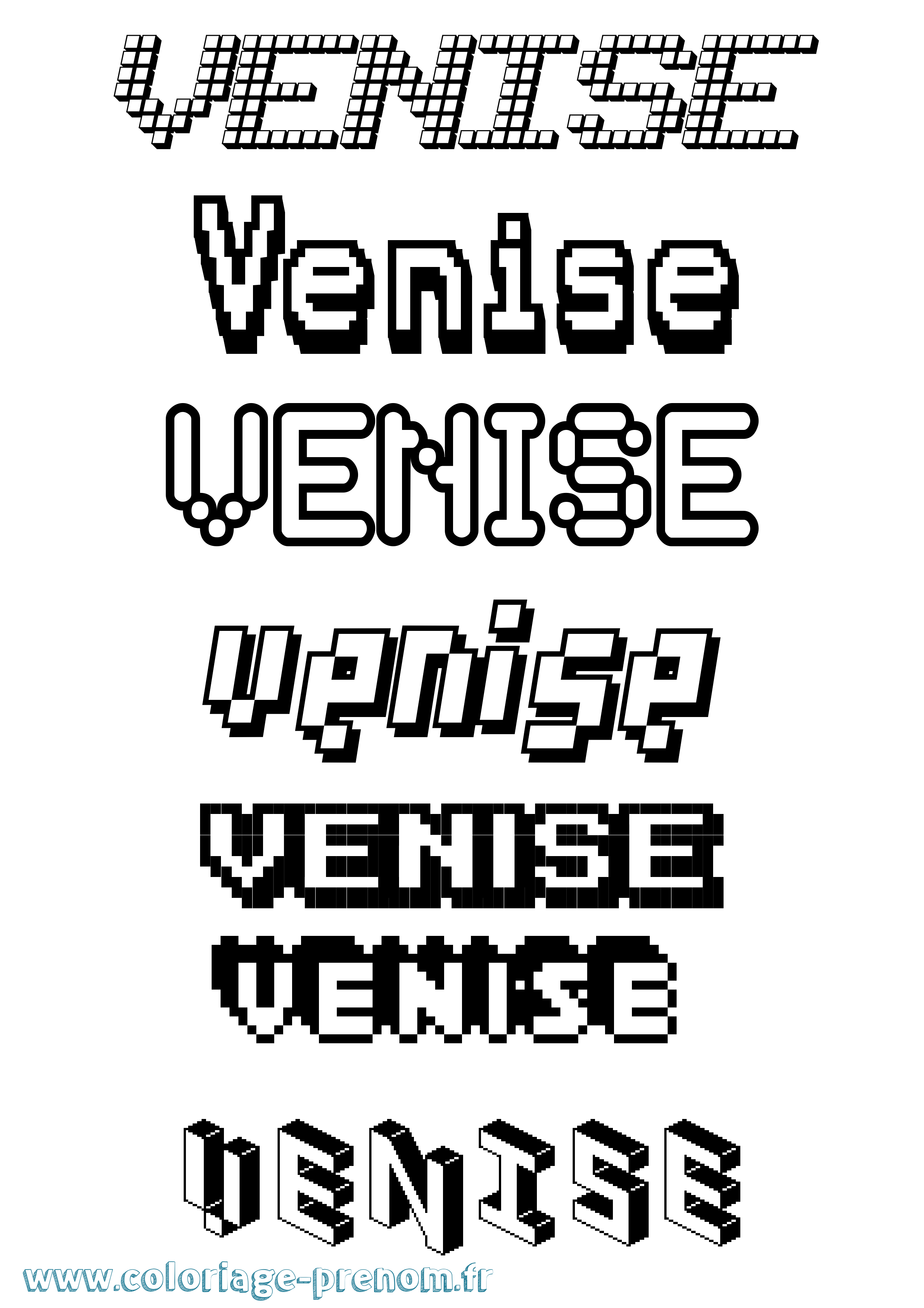 Coloriage Venise Pixel Coloriage prénom Venise Pixel