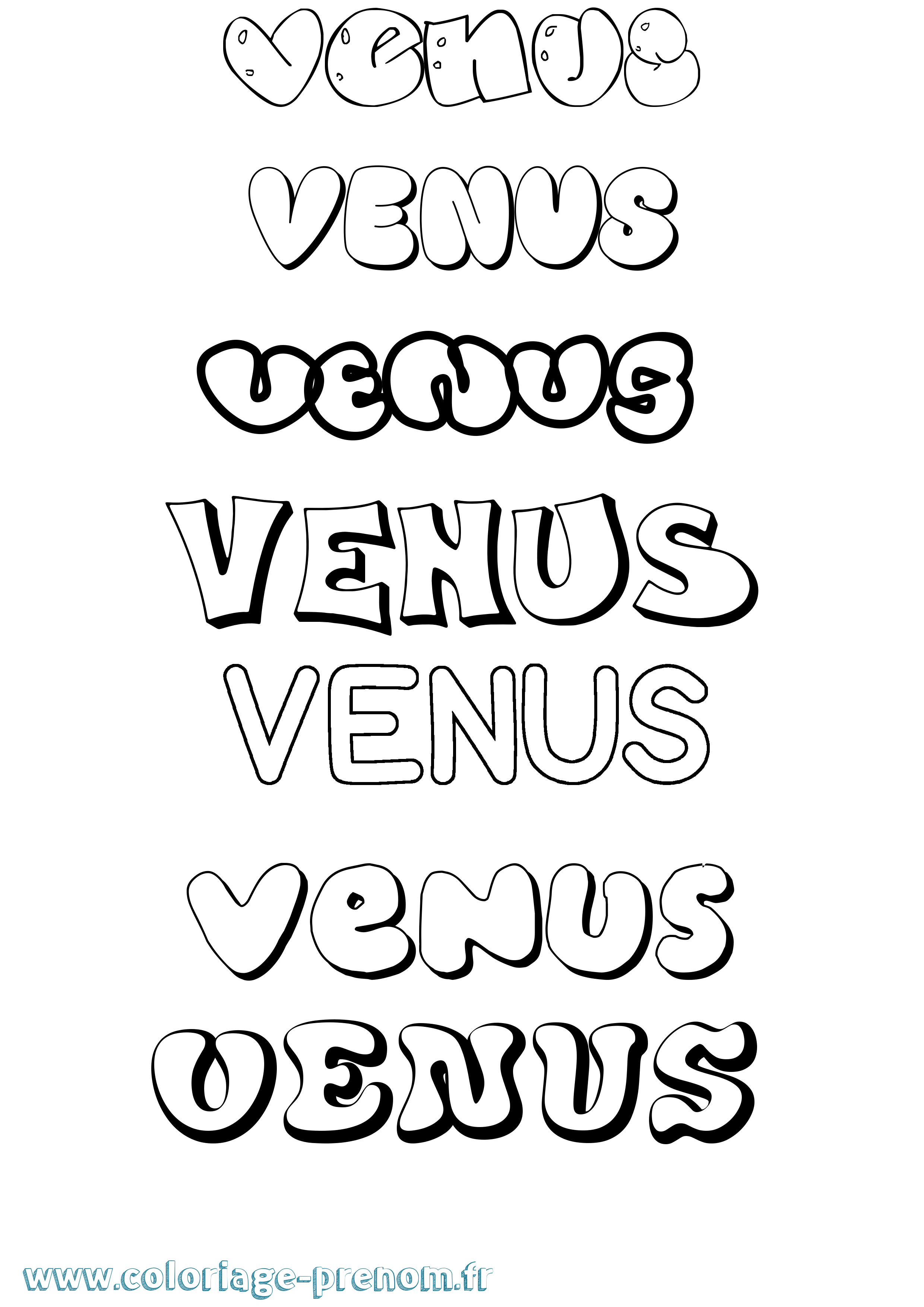 Coloriage prénom Venus Bubble