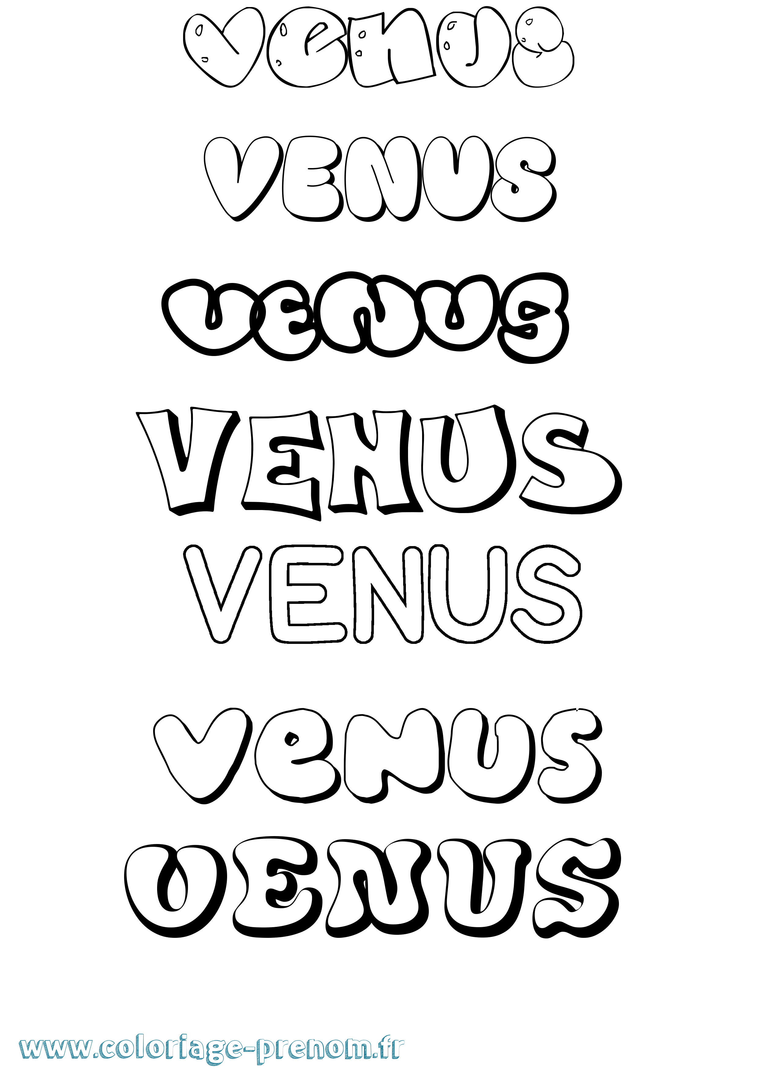 Coloriage Venus Bubble Coloriage prénom Venus Bubble