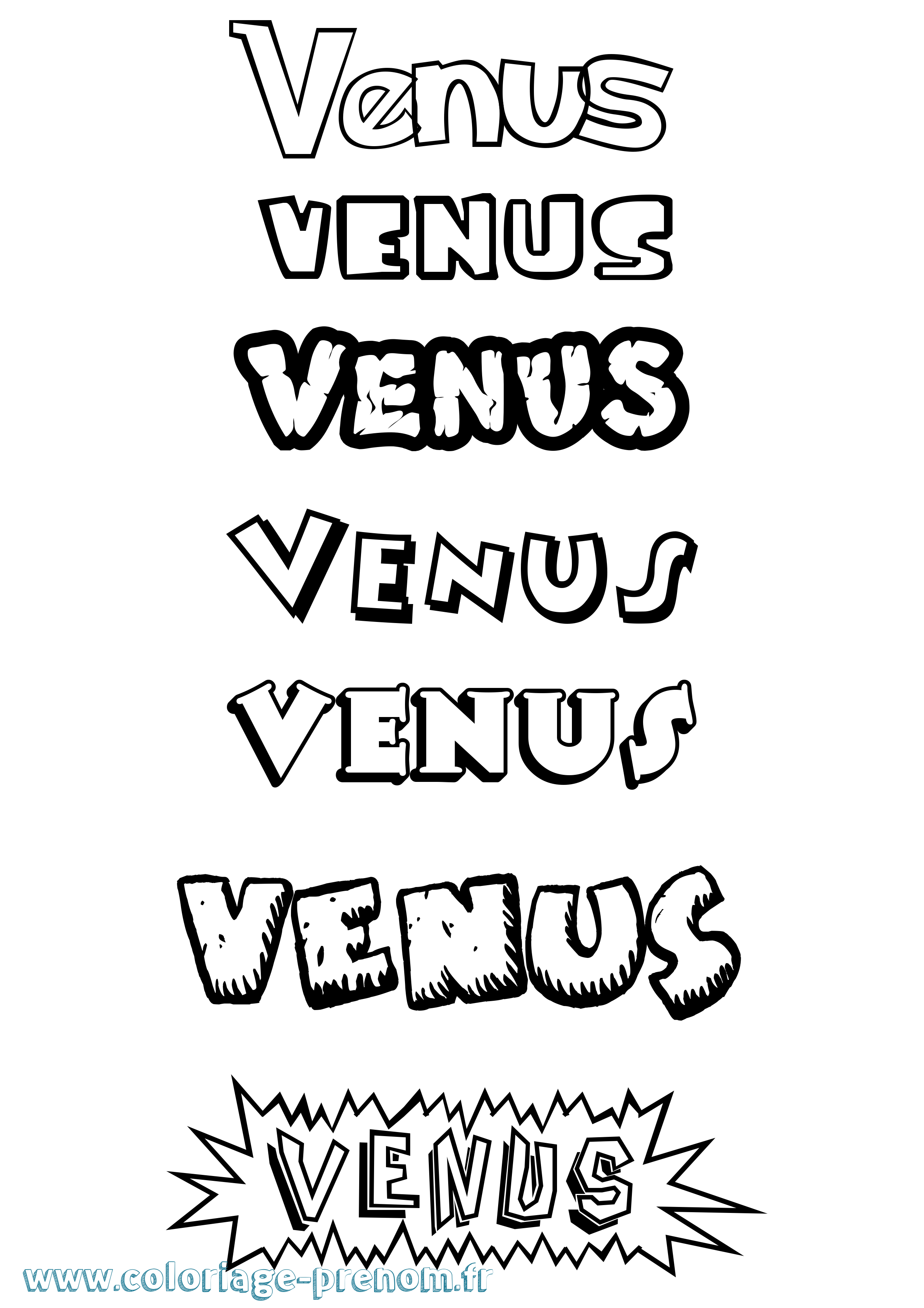 Coloriage Venus Dessin Animé Coloriage prénom Venus Dessin Animé