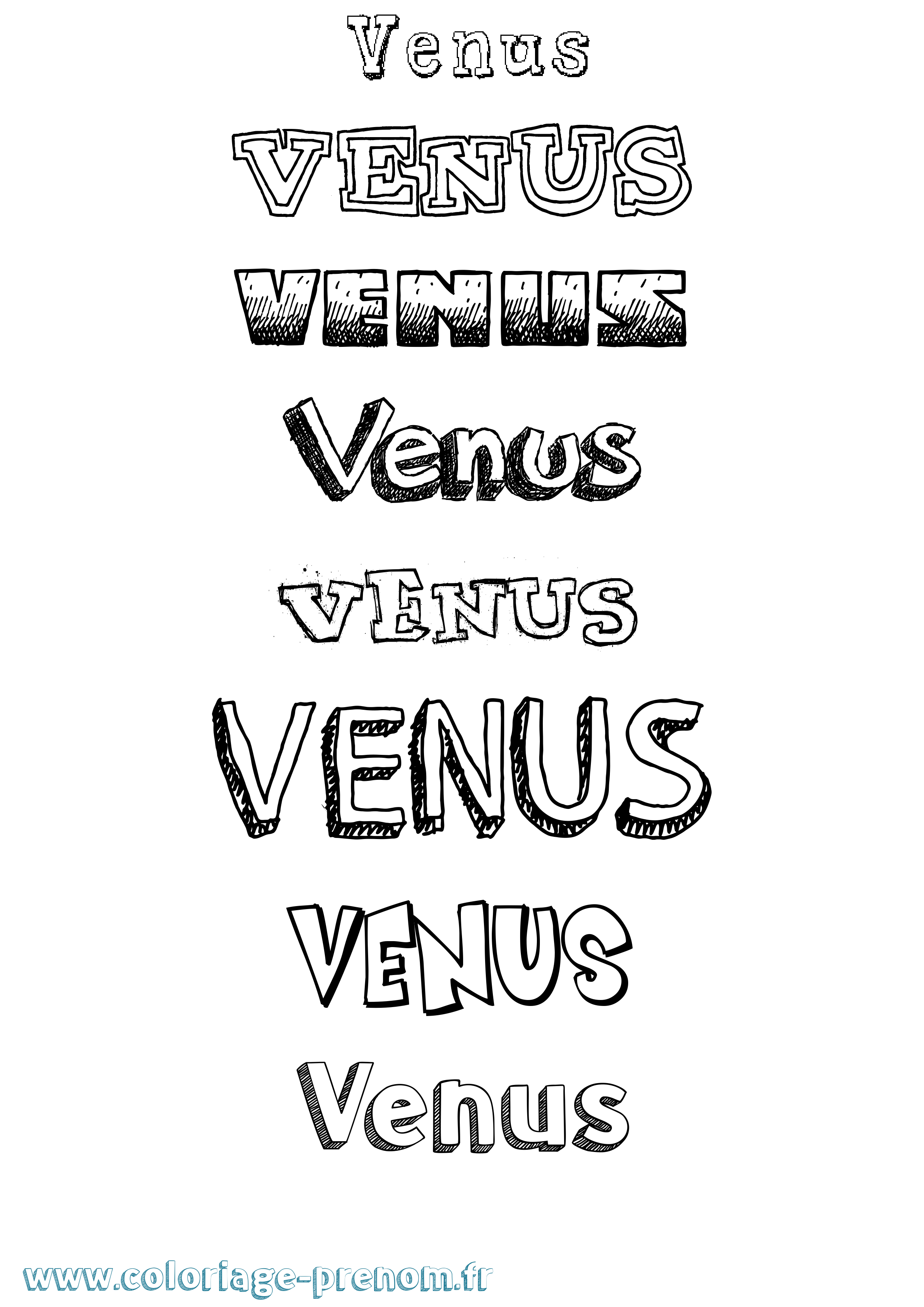 Coloriage Venus Dessiné Coloriage prénom Venus Dessiné