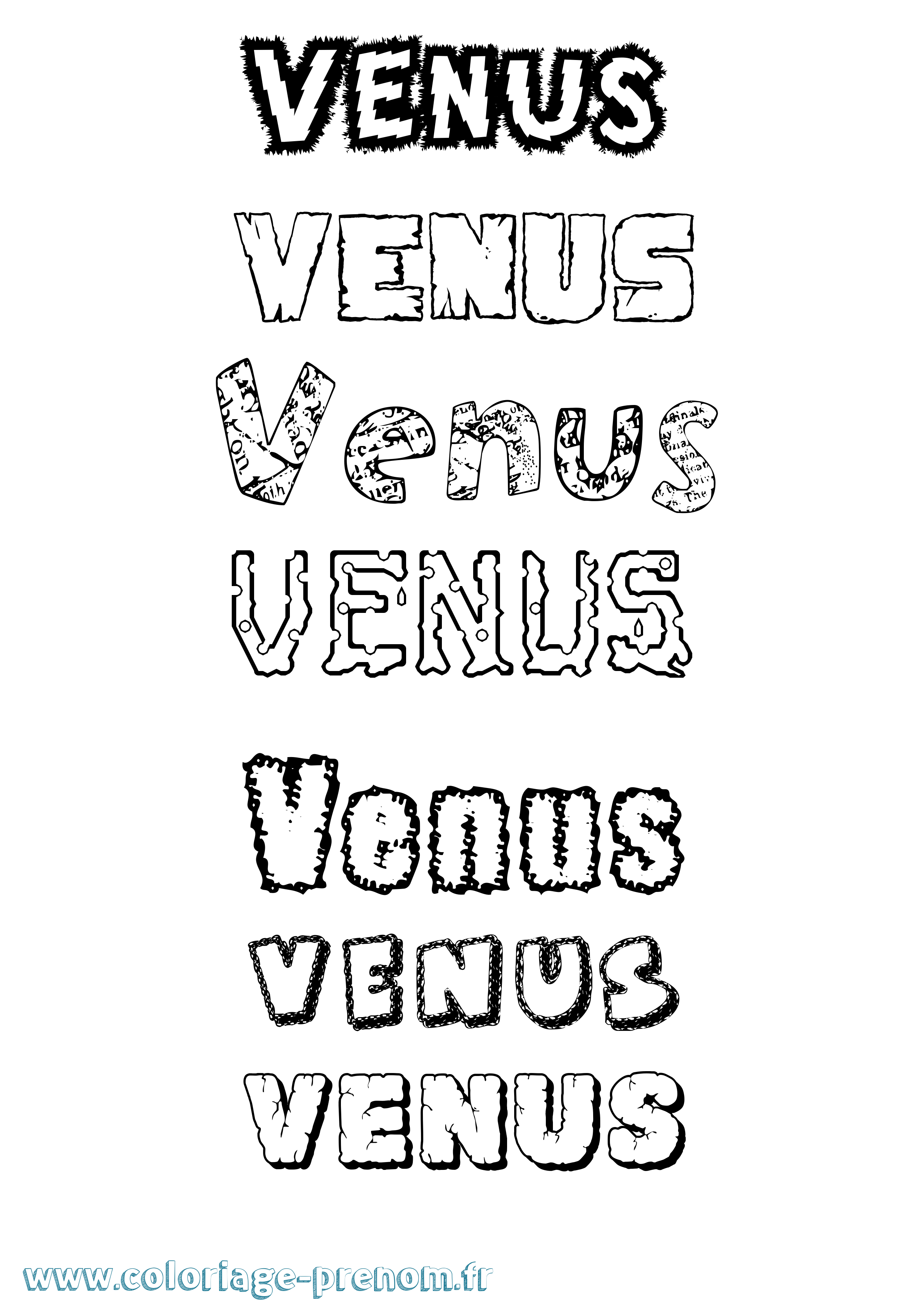 Coloriage prénom Venus Destructuré