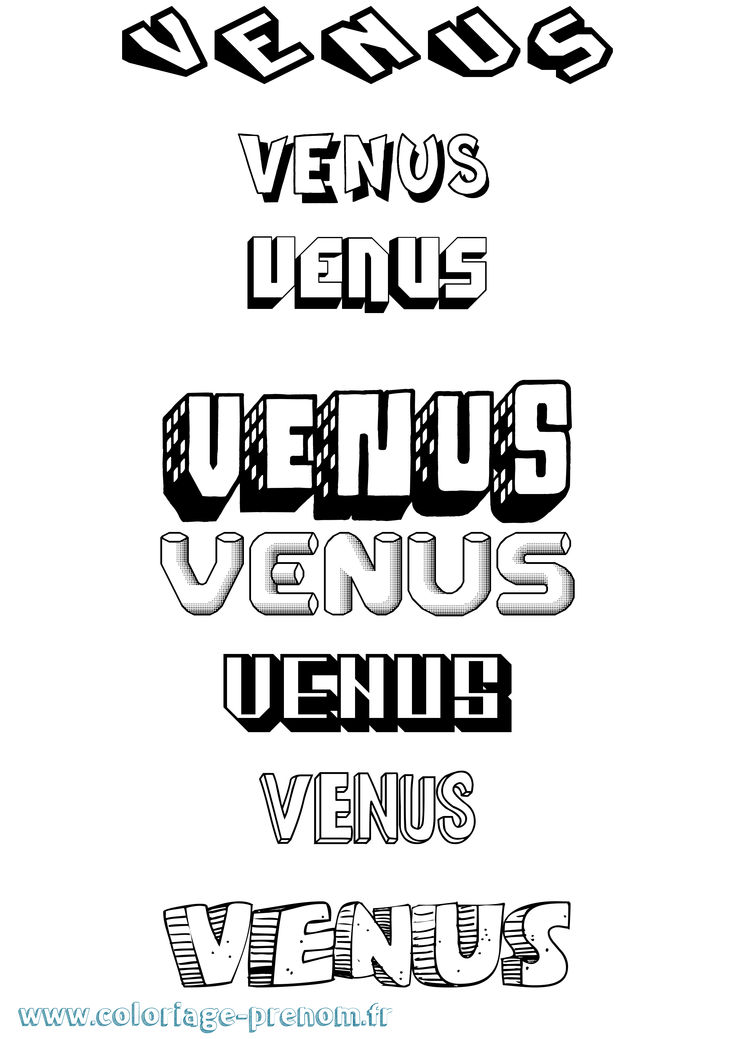 Coloriage prénom Venus Effet 3D