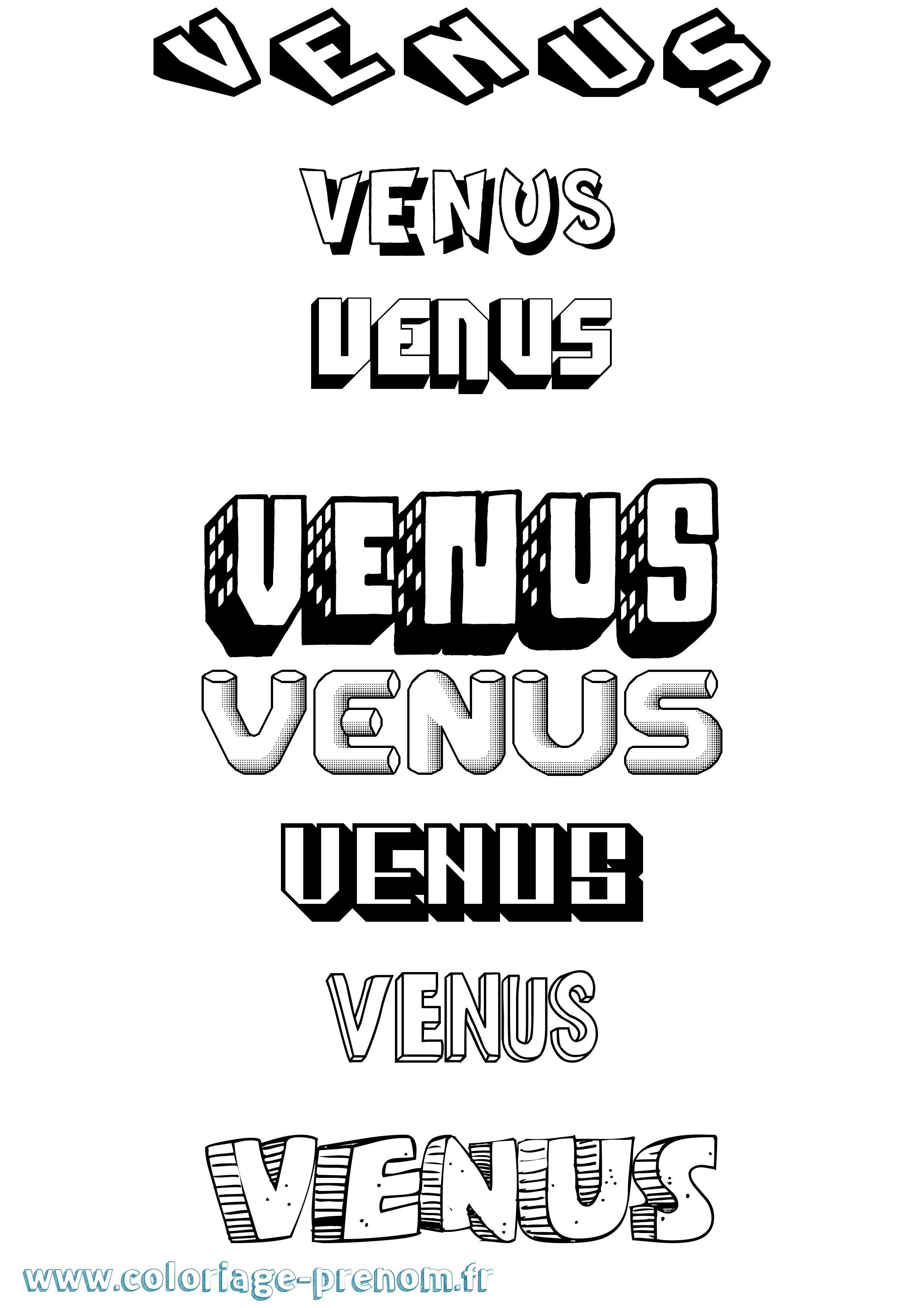 Coloriage Venus Effet 3D Coloriage prénom Venus Effet 3D