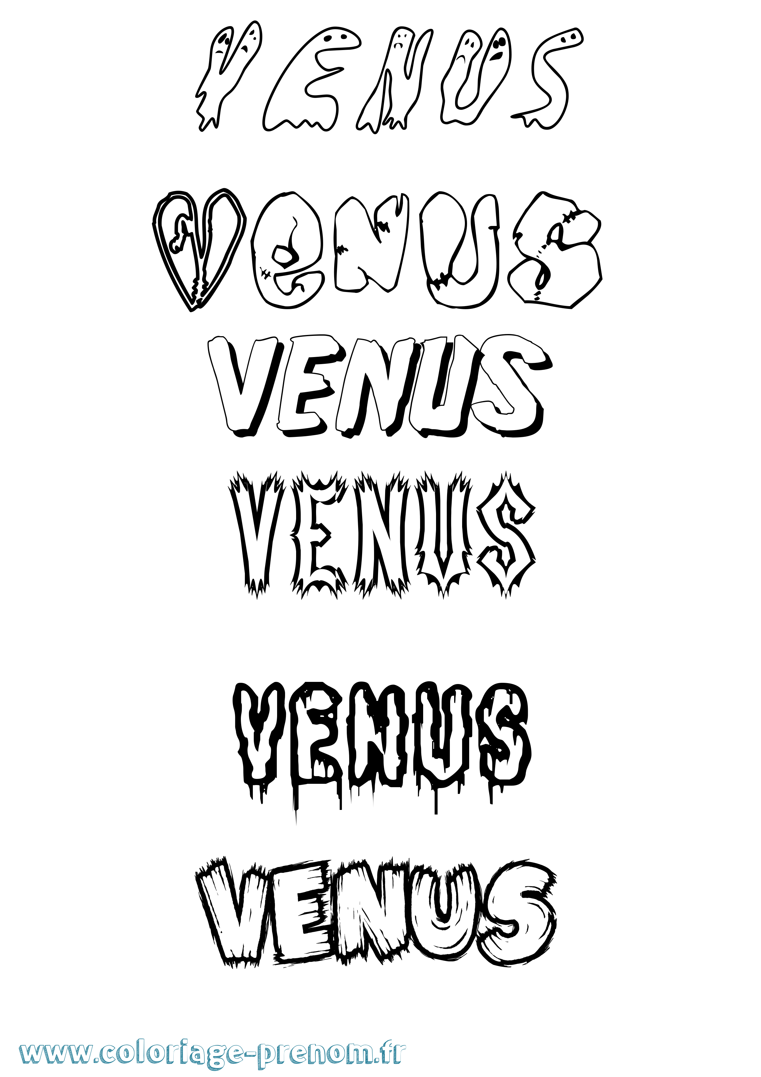 Coloriage prénom Venus Frisson