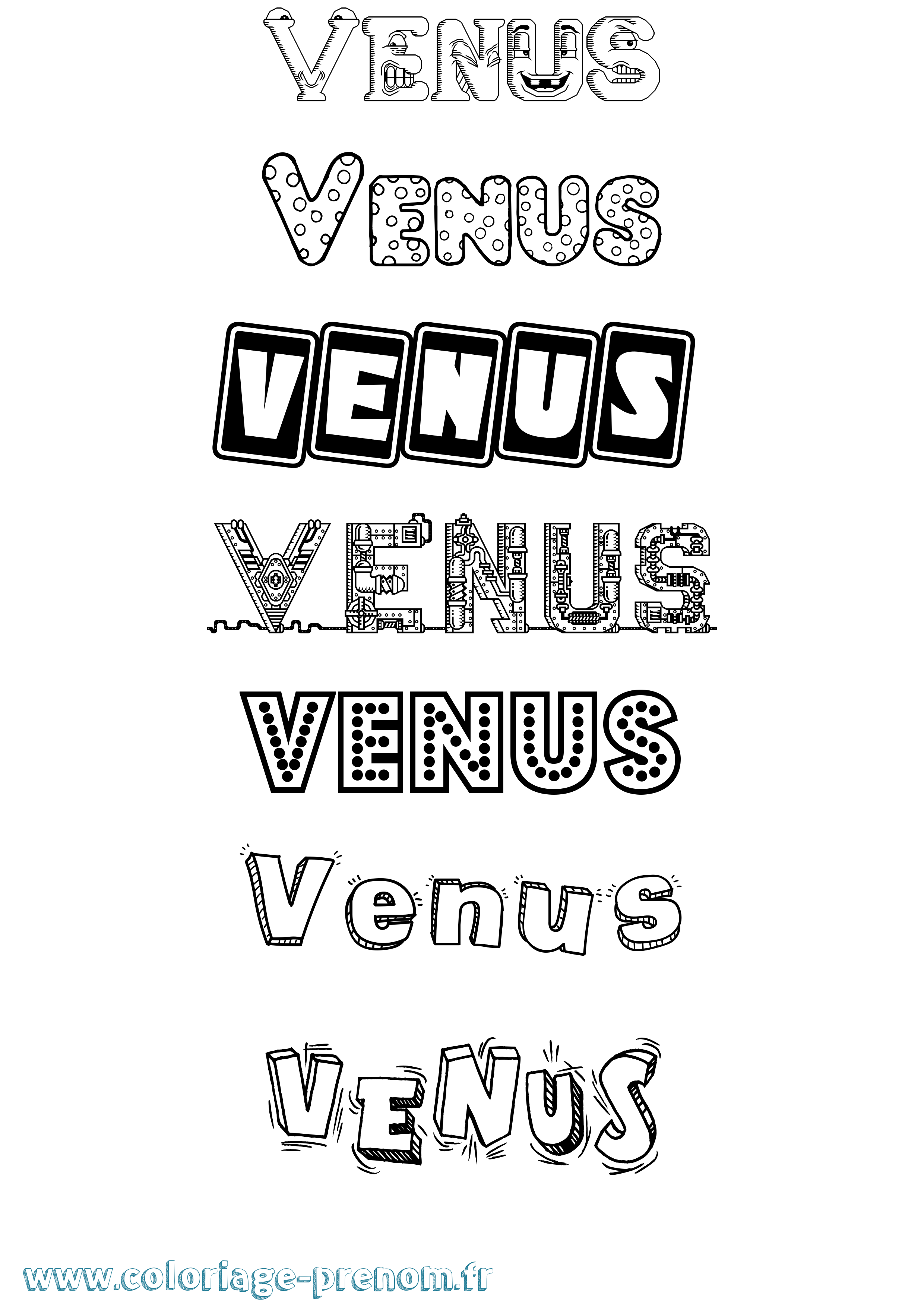 Coloriage Venus Fun Coloriage prénom Venus Fun