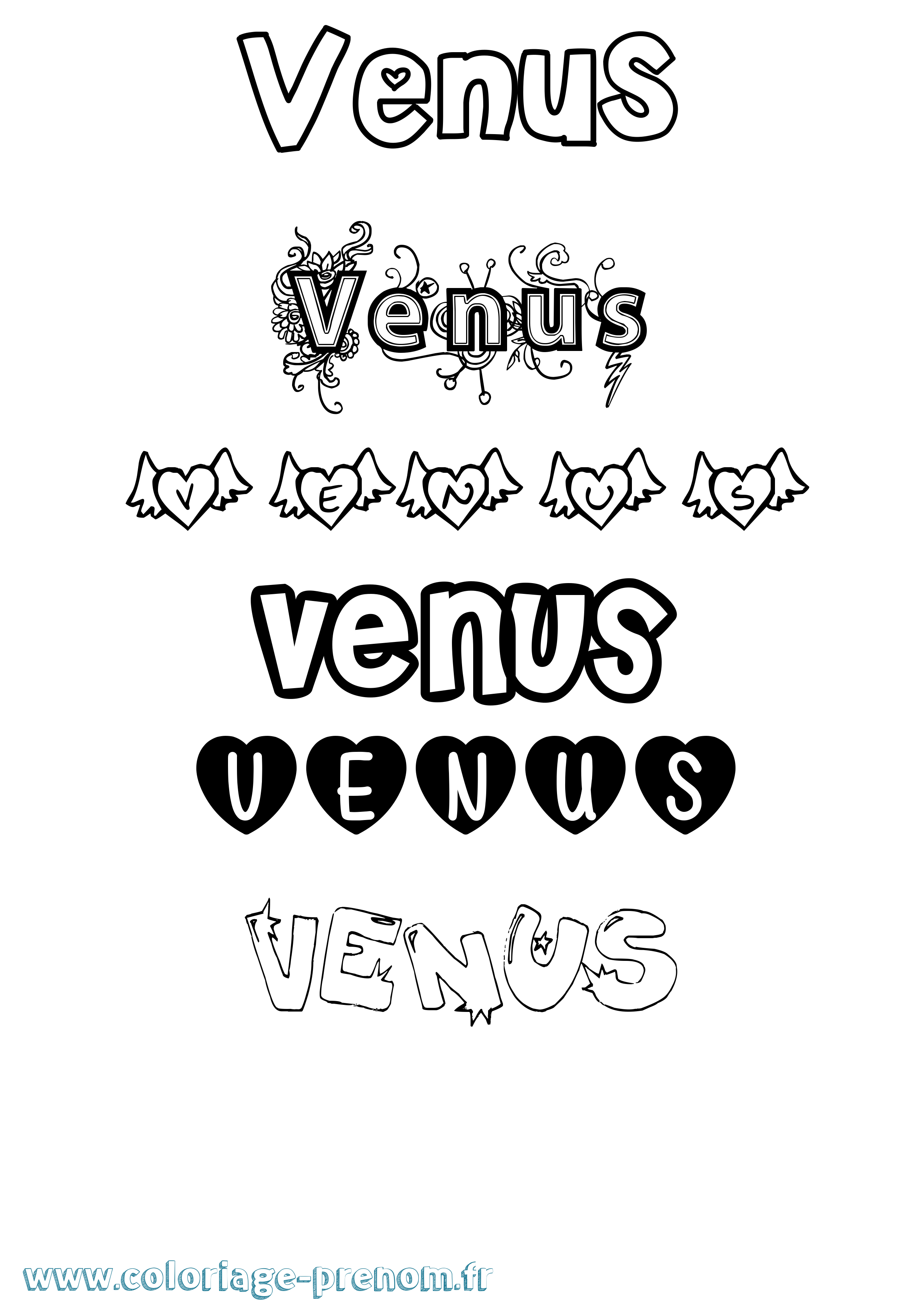 Coloriage Venus Girly Coloriage prénom Venus Girly