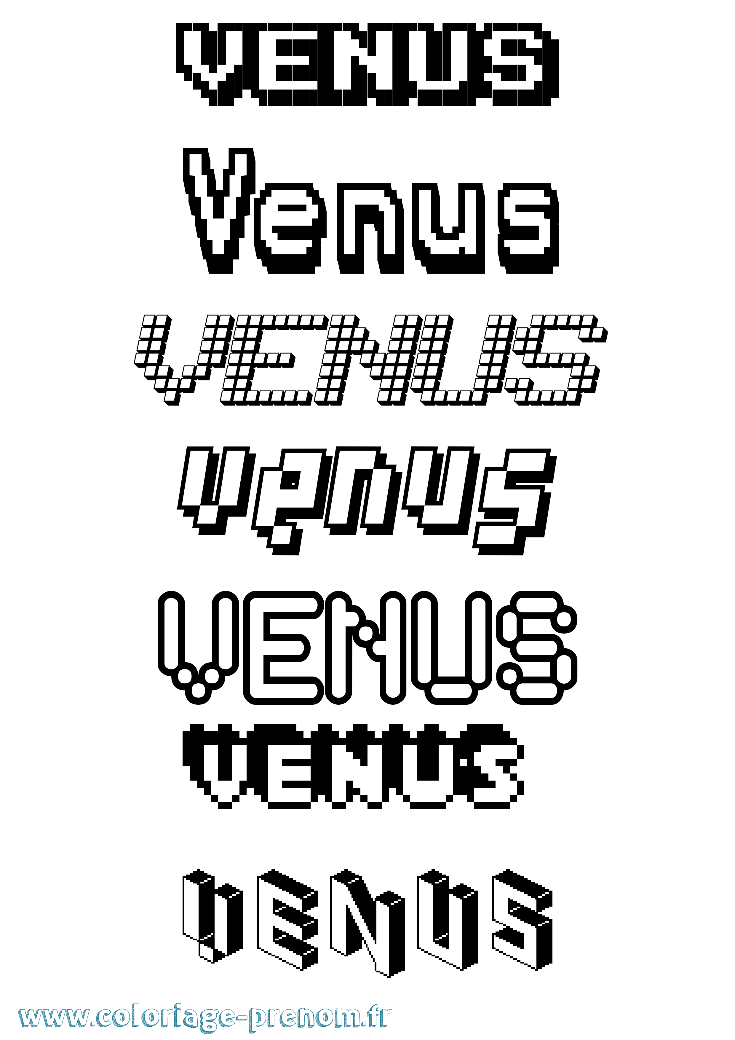 Coloriage prénom Venus Pixel