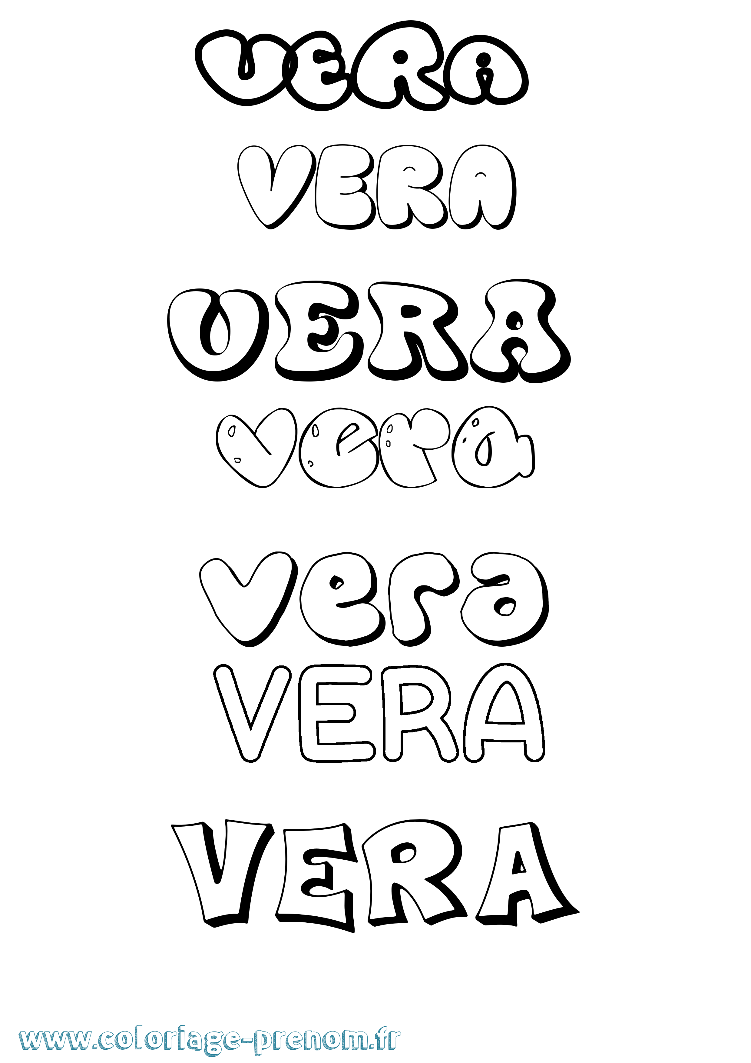 Coloriage prénom Vera Bubble