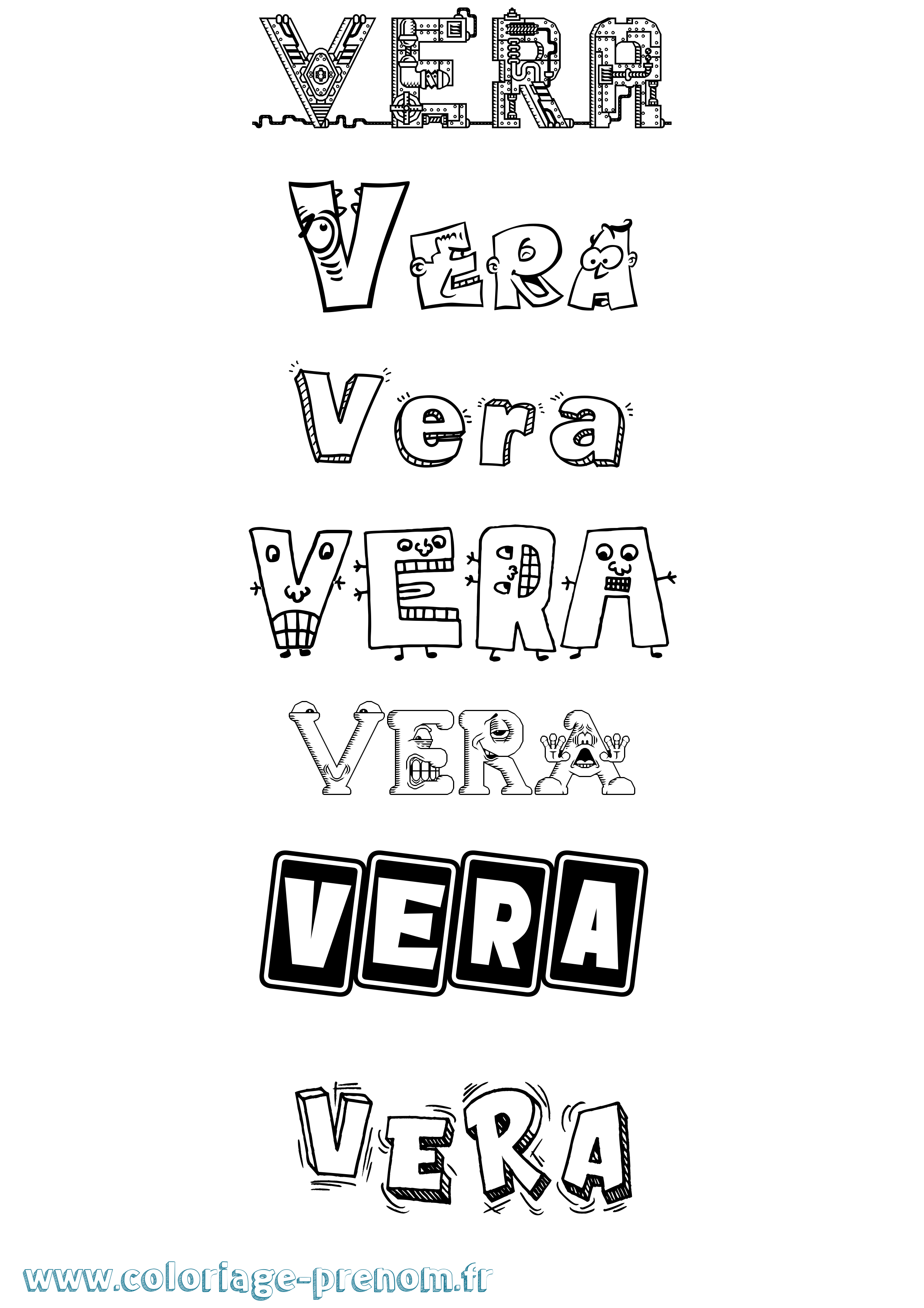 Coloriage prénom Vera Fun