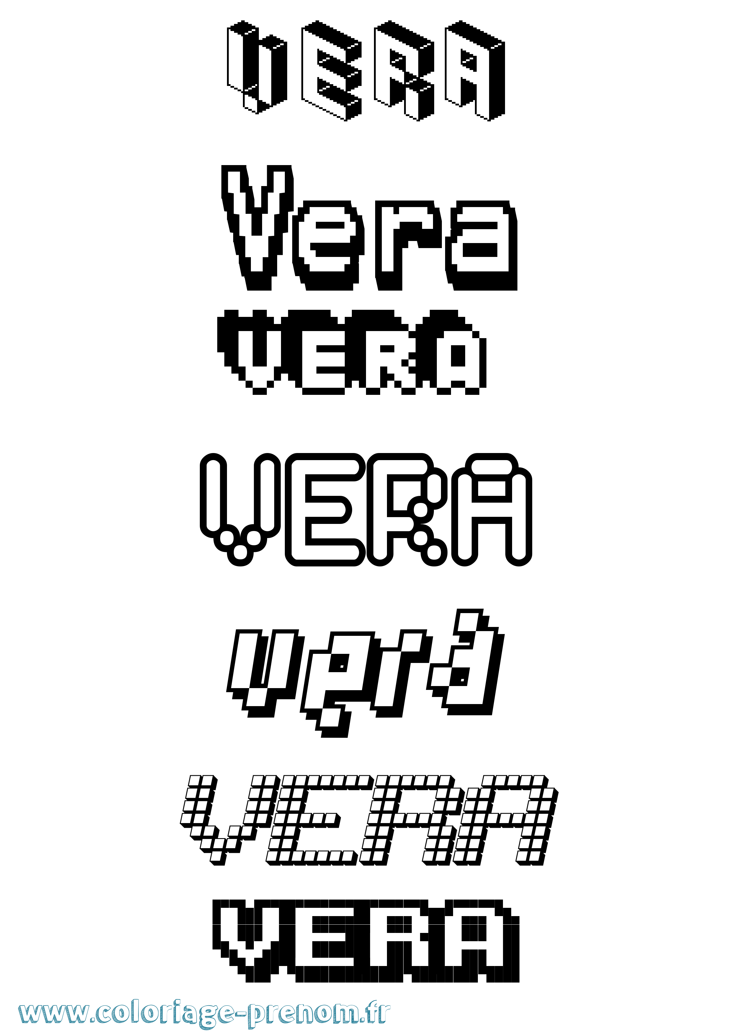 Coloriage prénom Vera Pixel