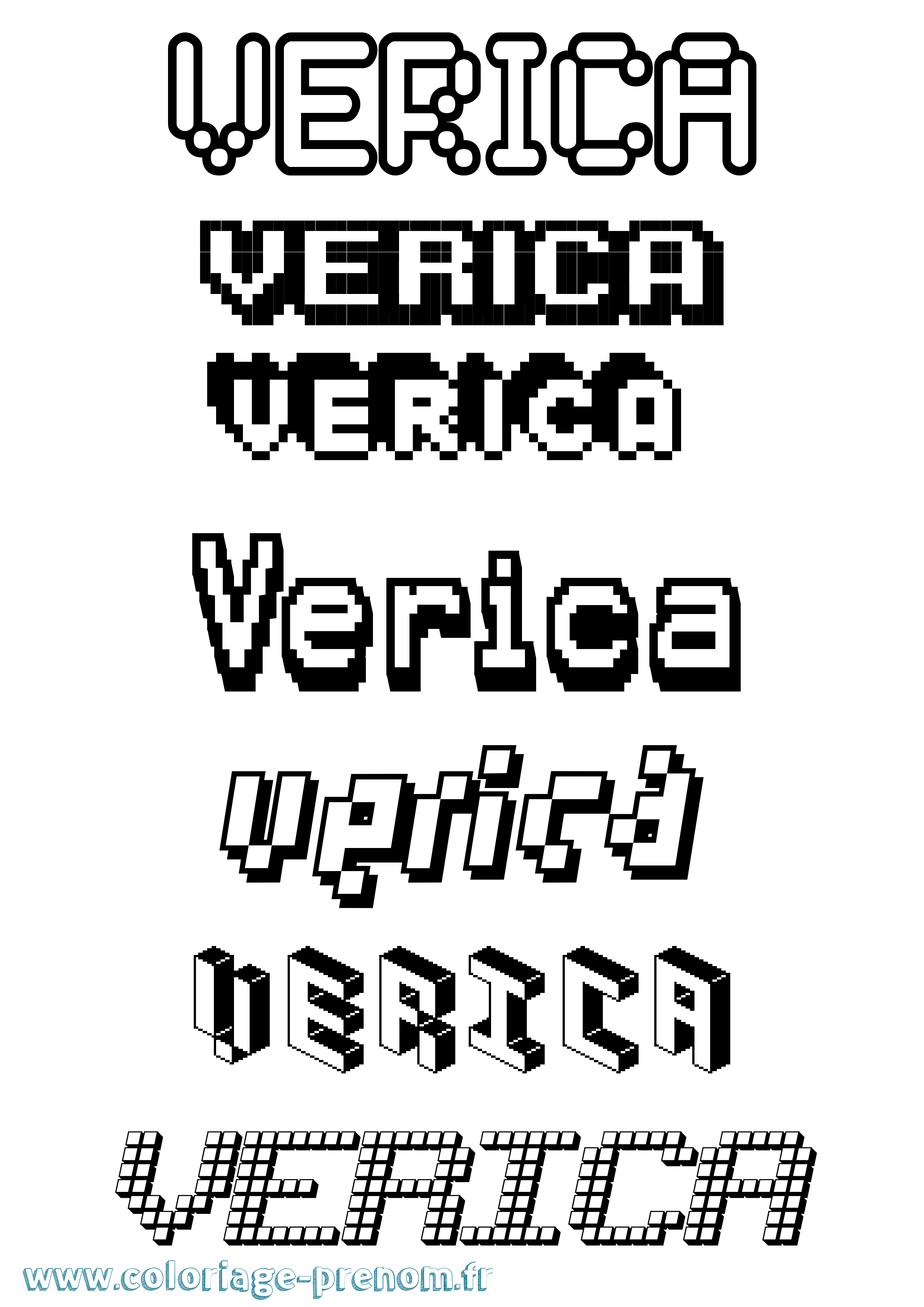 Coloriage prénom Verica Pixel