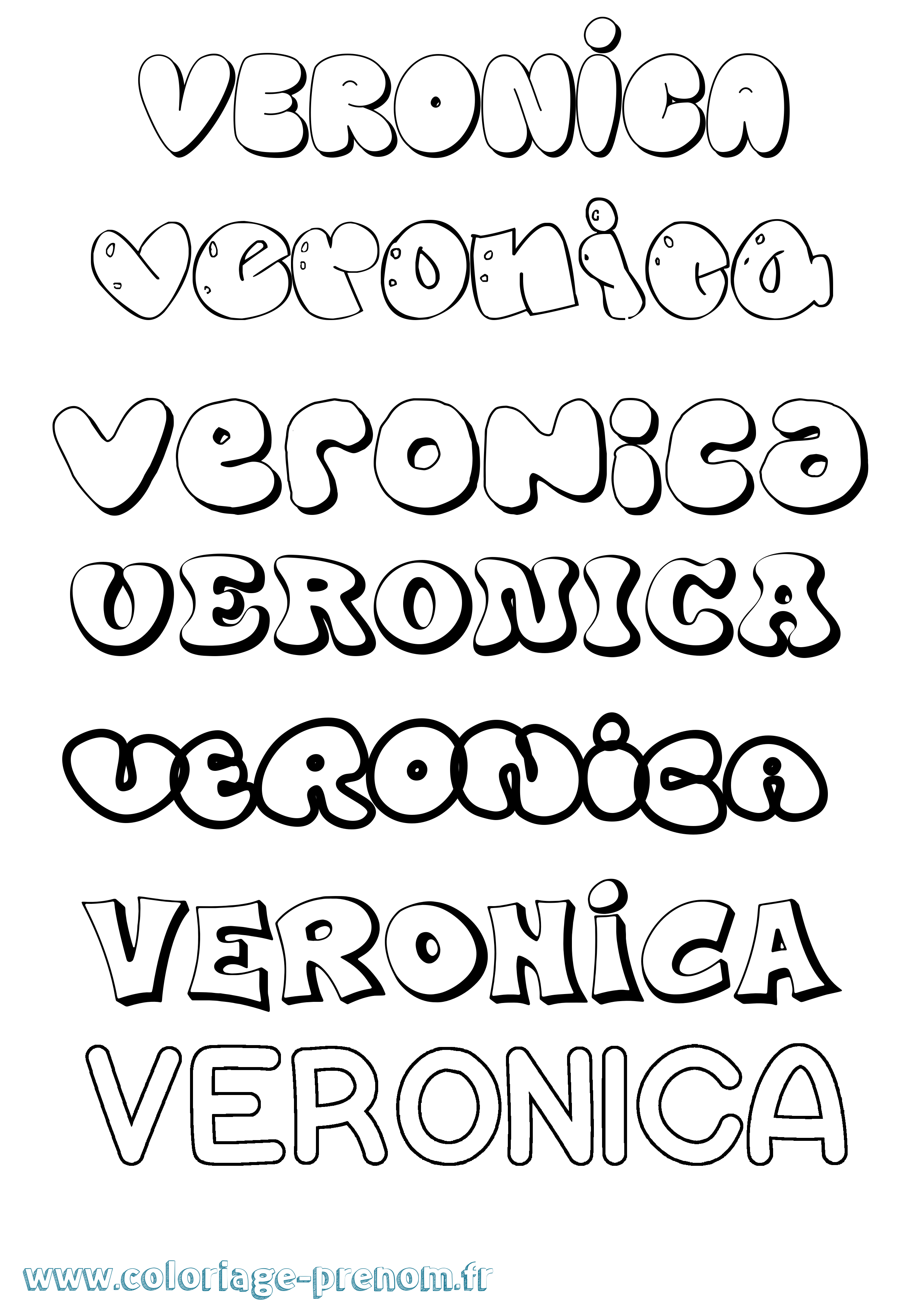 Coloriage prénom Veronica Bubble