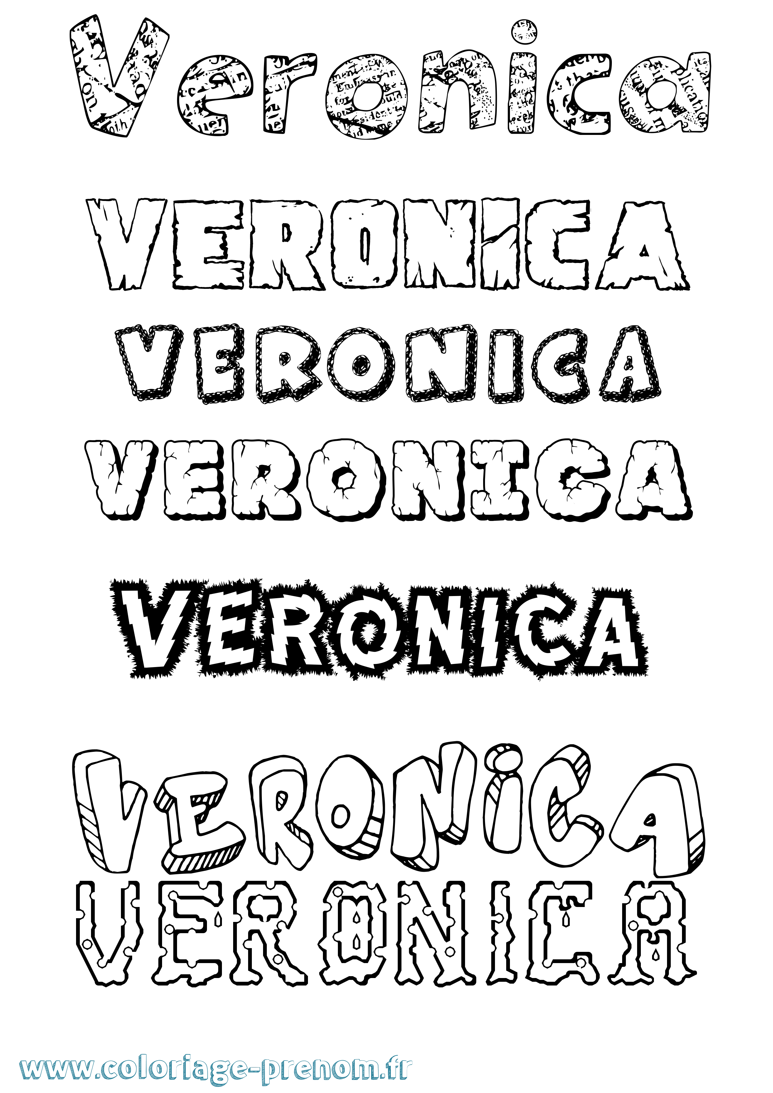 Coloriage prénom Veronica Destructuré