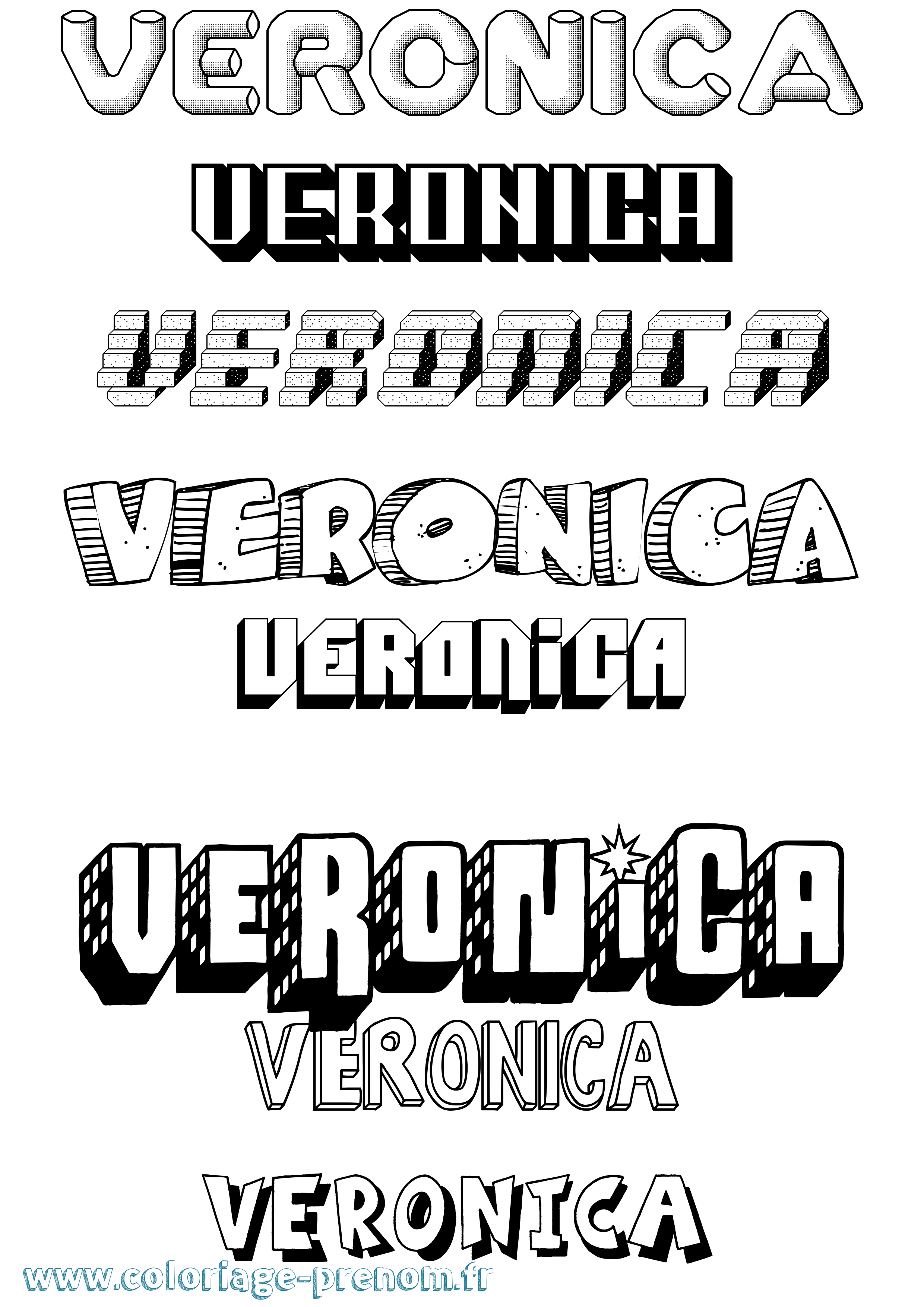 Coloriage prénom Veronica Effet 3D