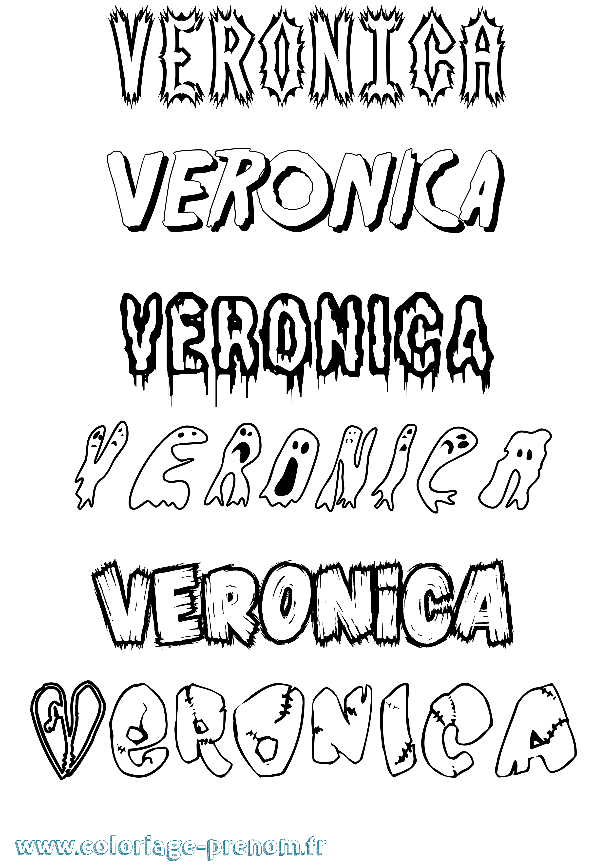 Coloriage prénom Veronica Frisson