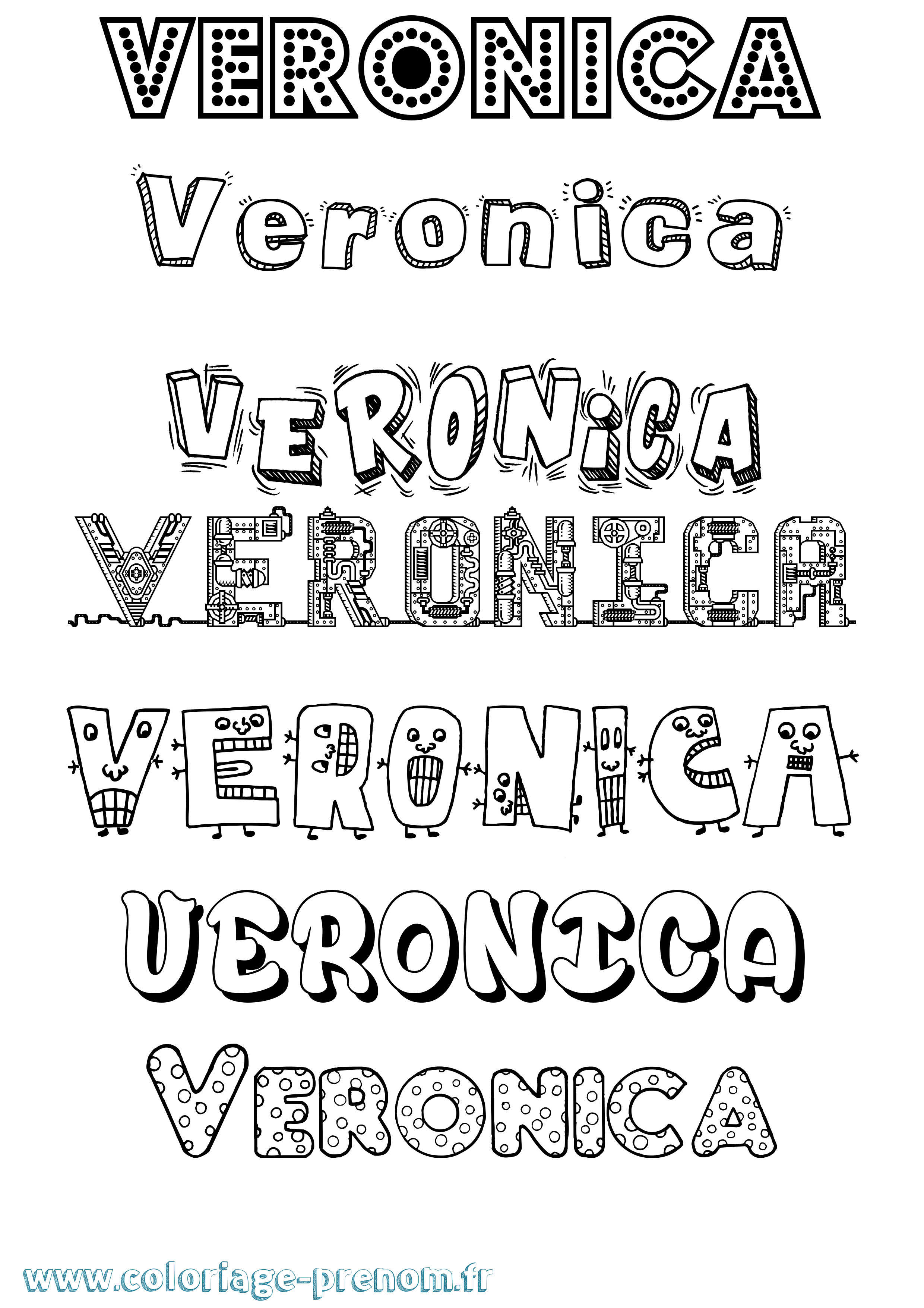 Coloriage prénom Veronica Fun