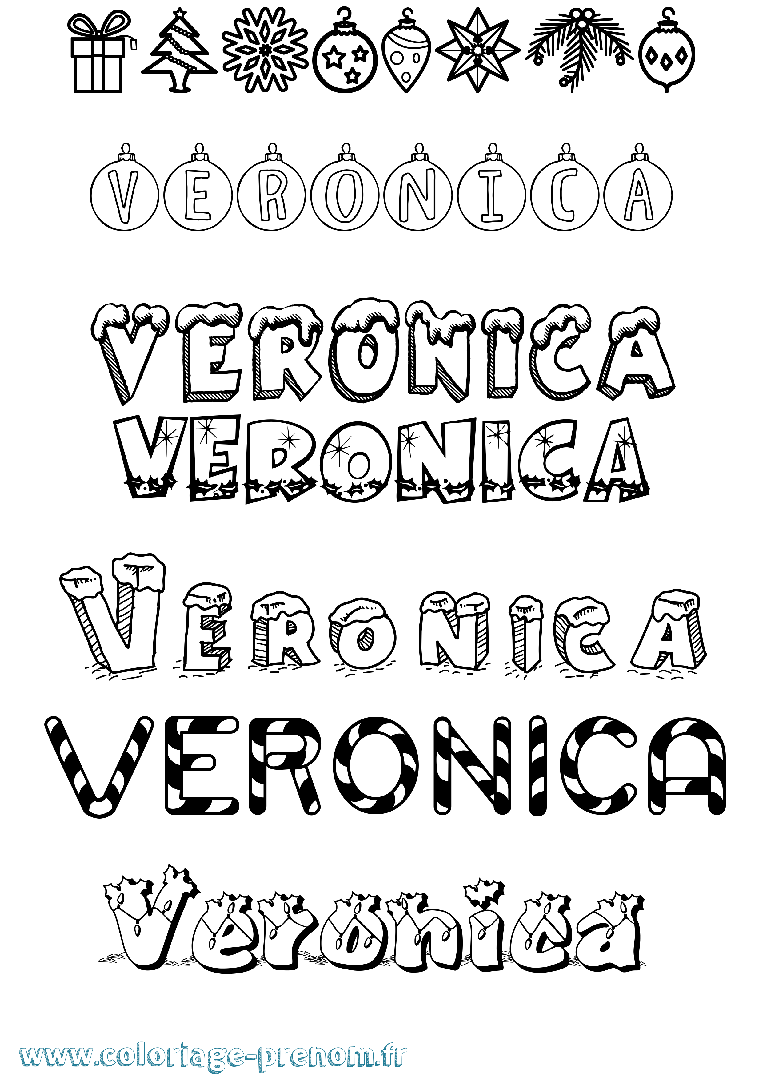 Coloriage prénom Veronica Noël