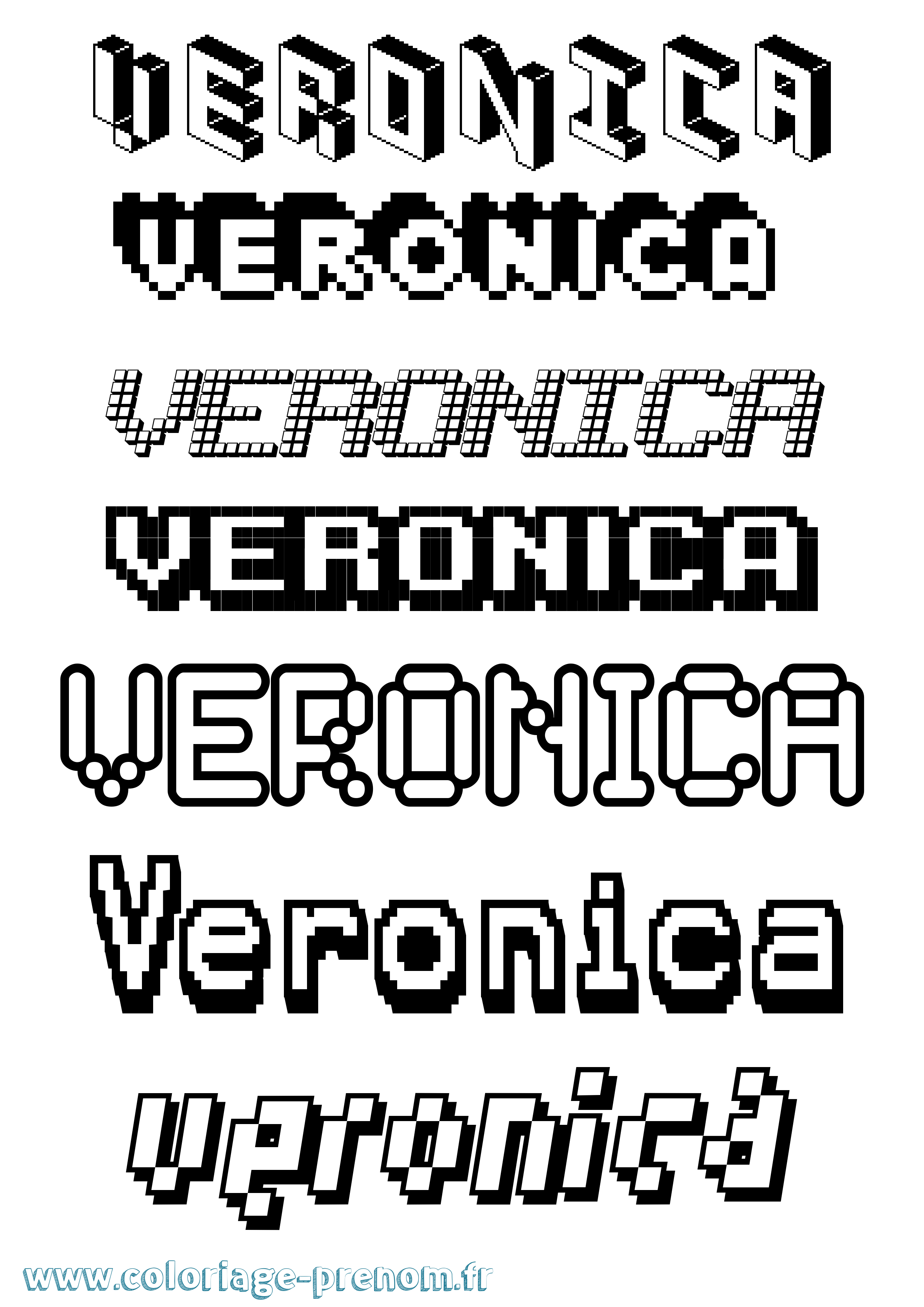Coloriage prénom Veronica Pixel