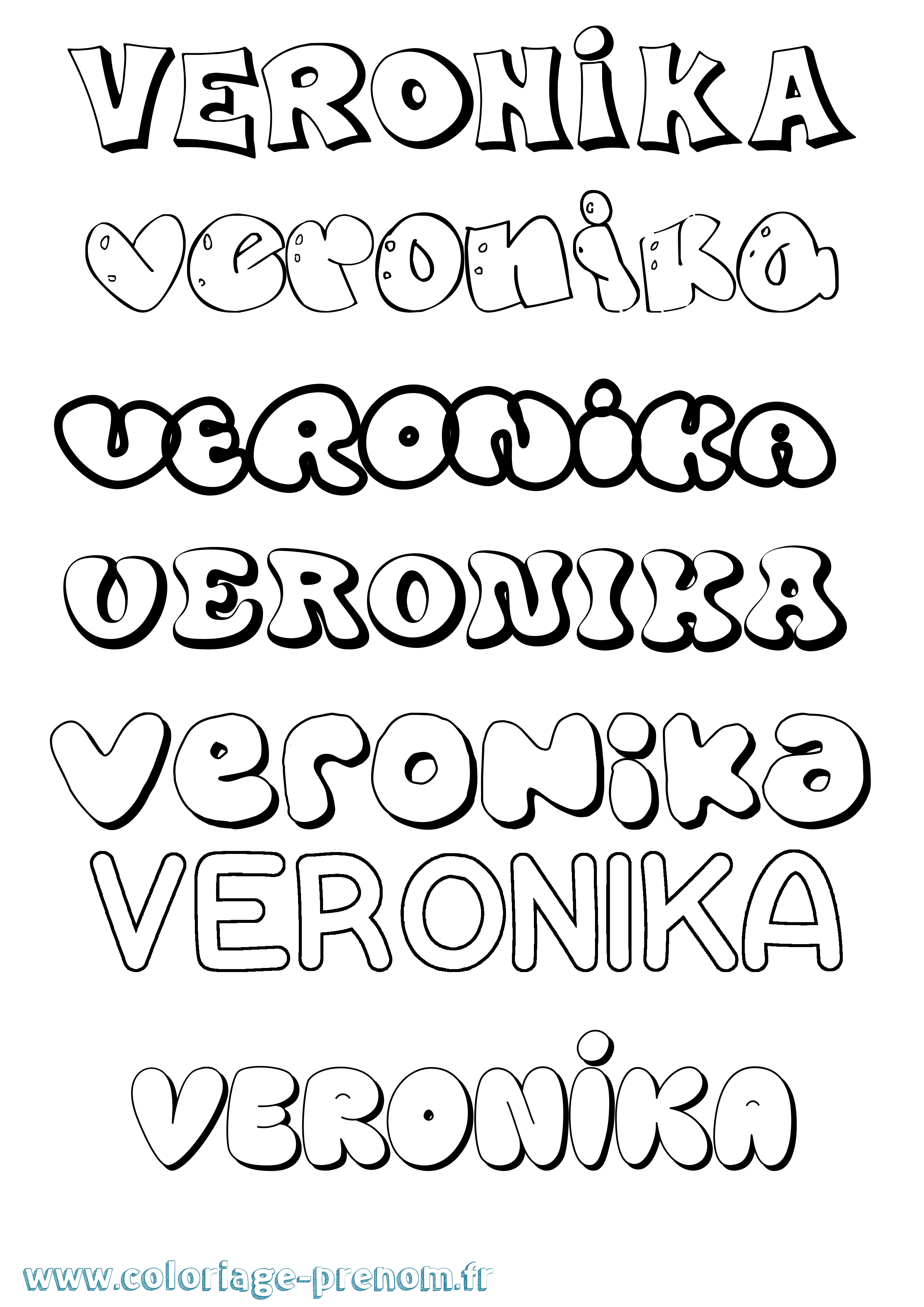 Coloriage prénom Veronika Bubble