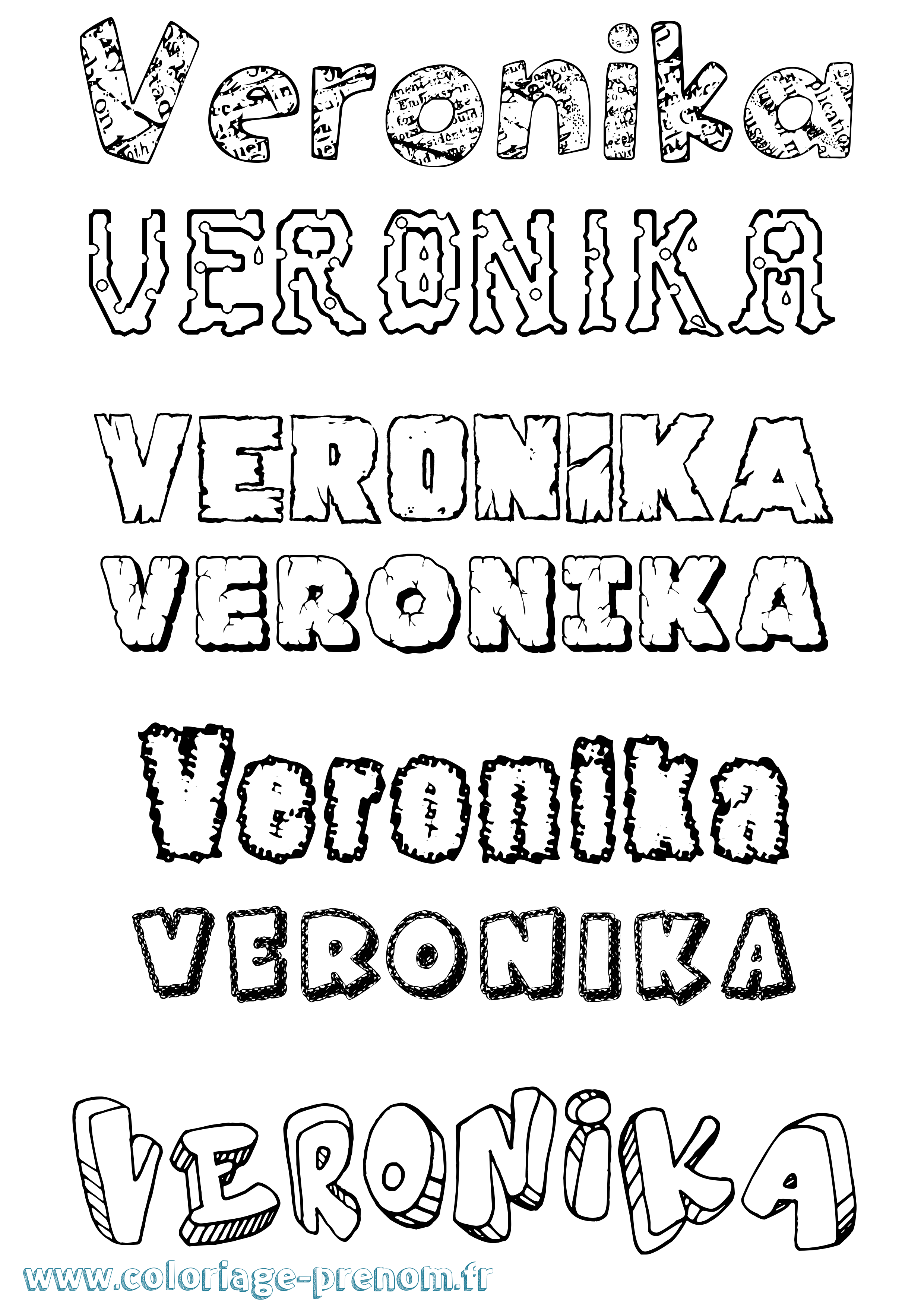 Coloriage prénom Veronika Destructuré