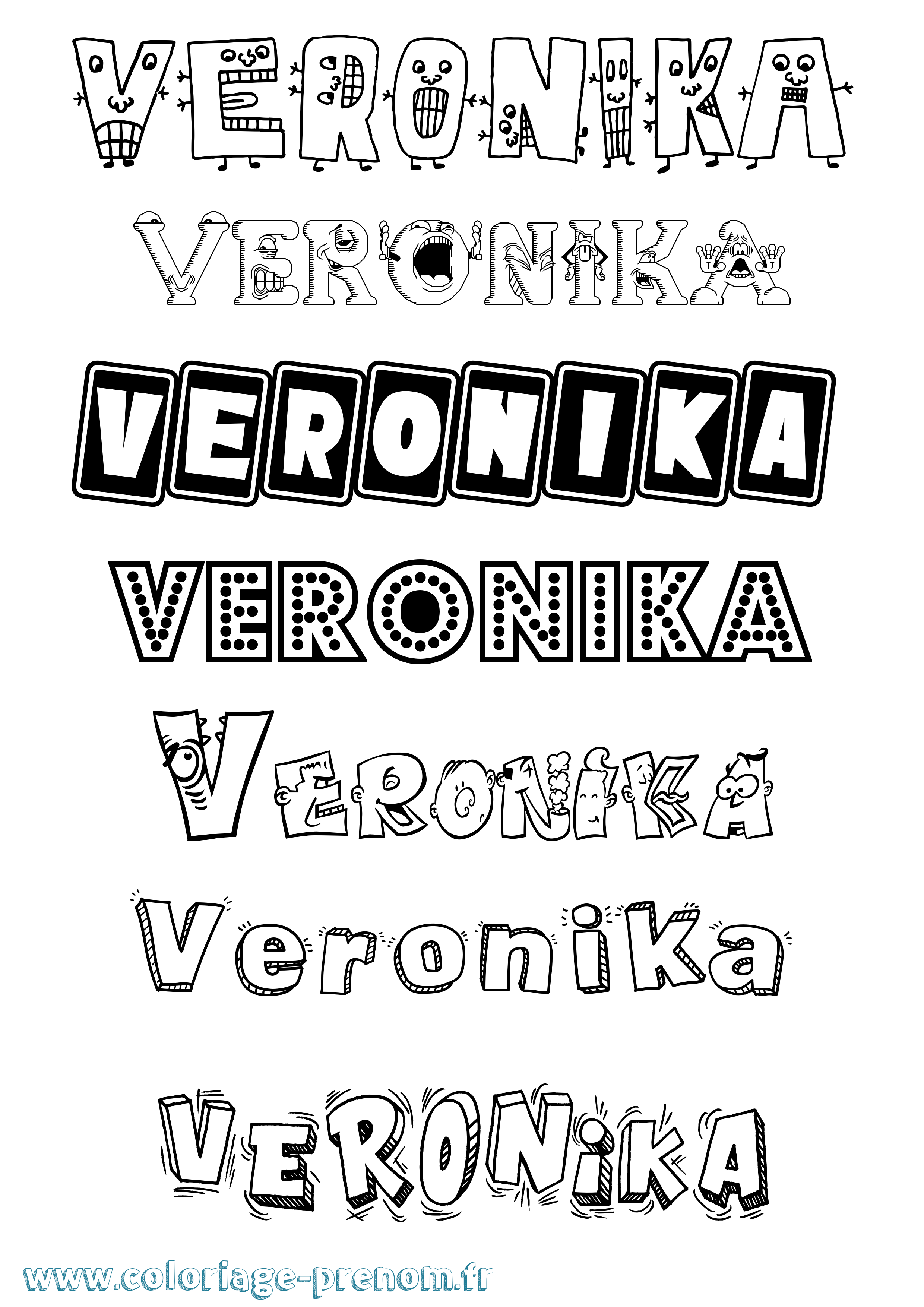 Coloriage prénom Veronika Fun