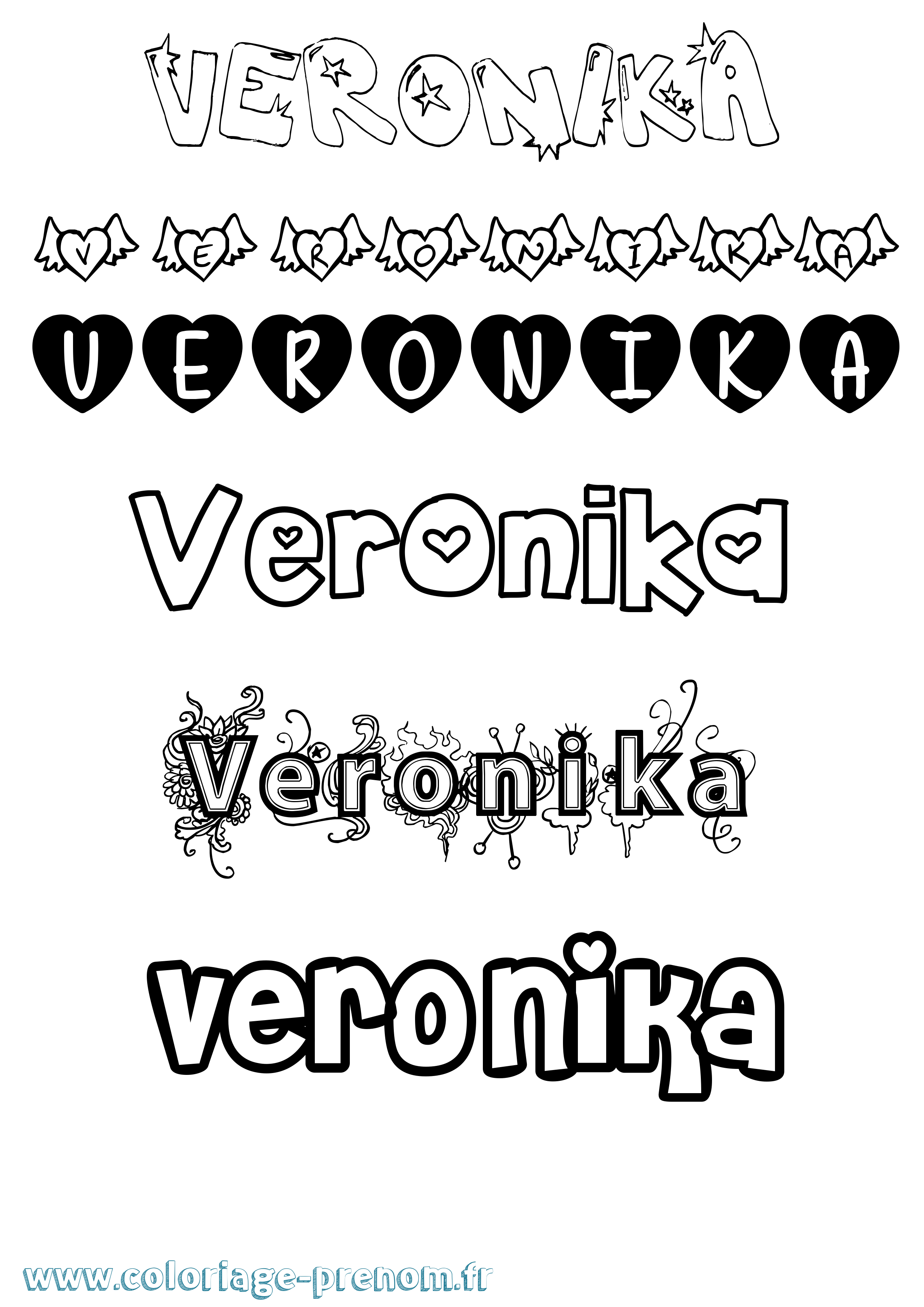 Coloriage prénom Veronika Girly