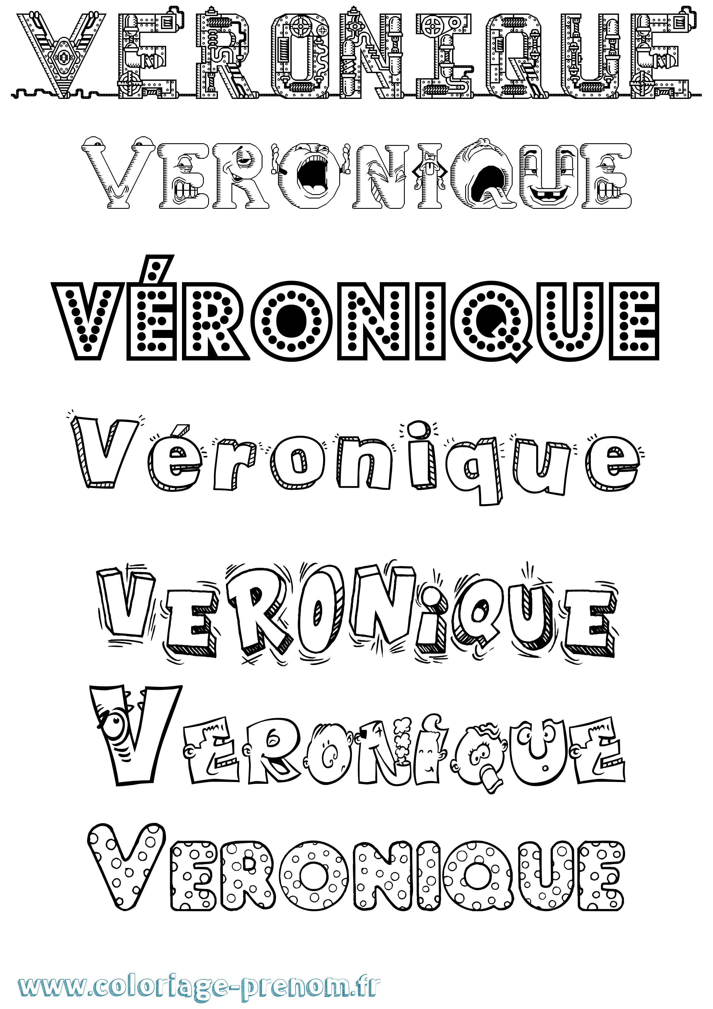 Coloriage prénom Véronique Fun