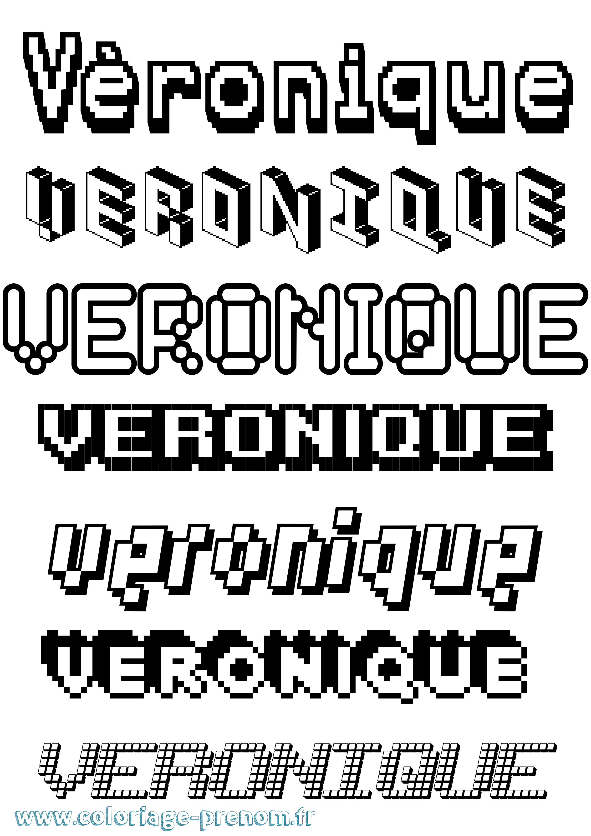 Coloriage prénom Véronique Pixel