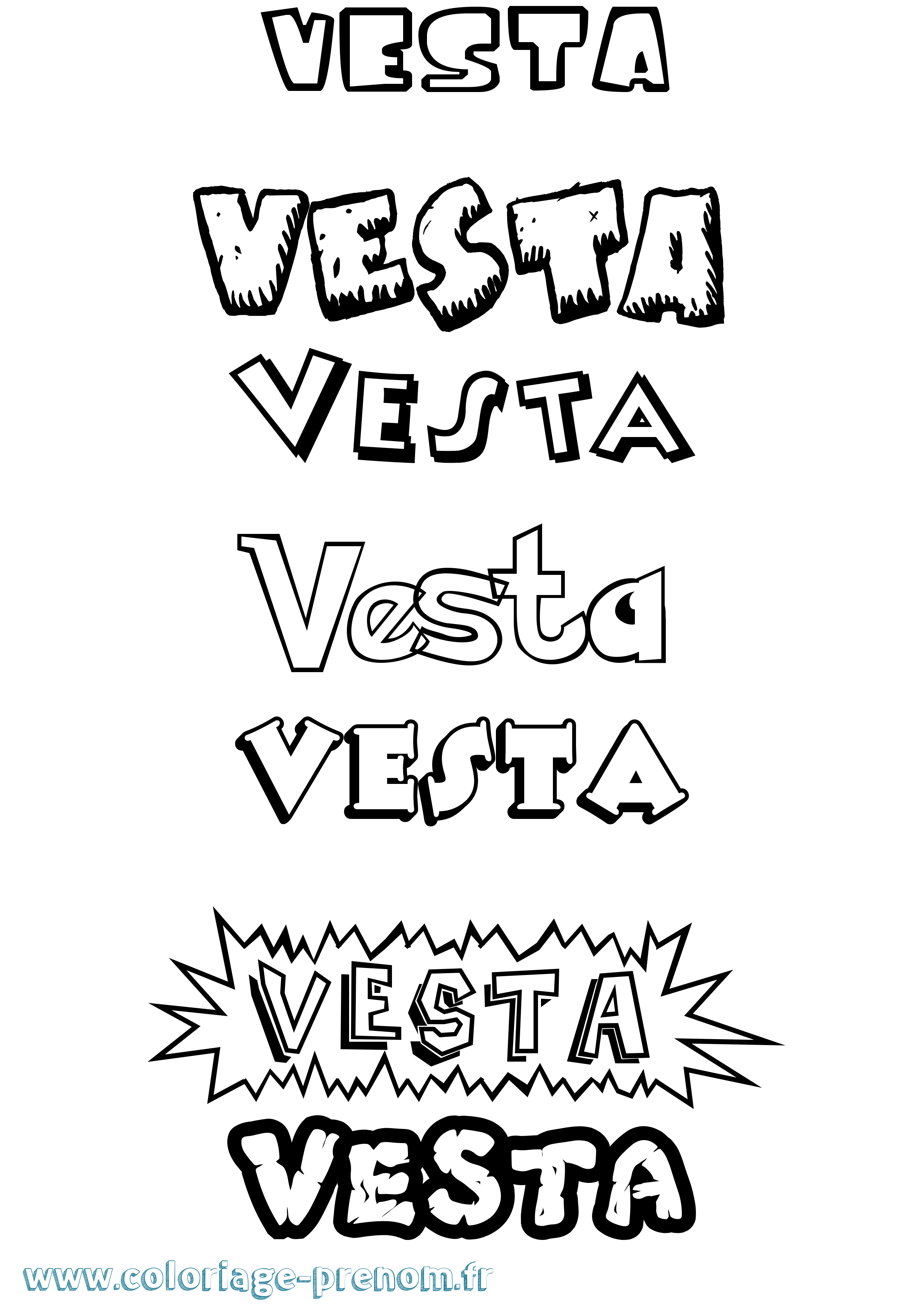 Coloriage prénom Vesta Dessin Animé