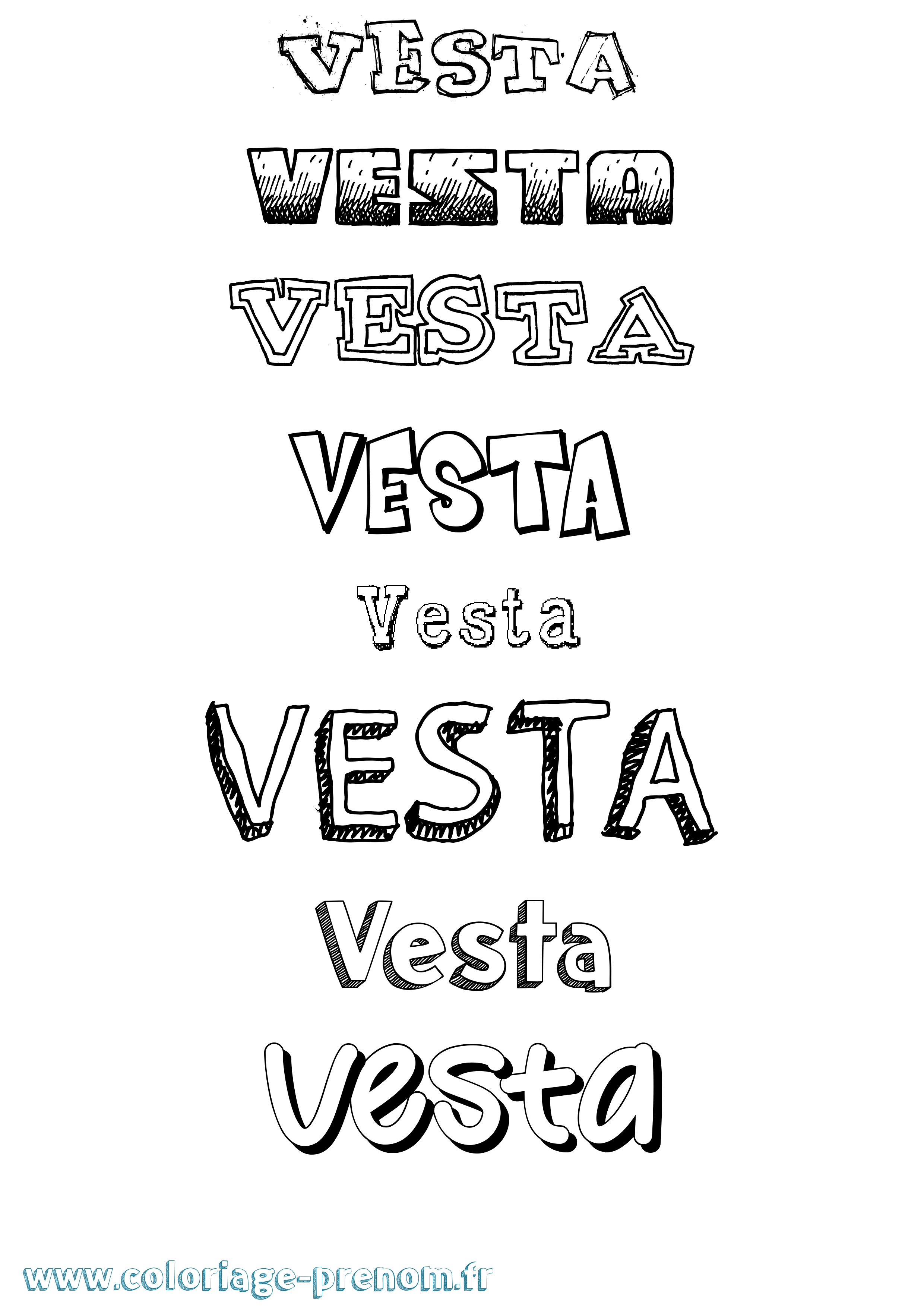 Coloriage Vesta Dessiné Coloriage prénom Vesta Dessiné