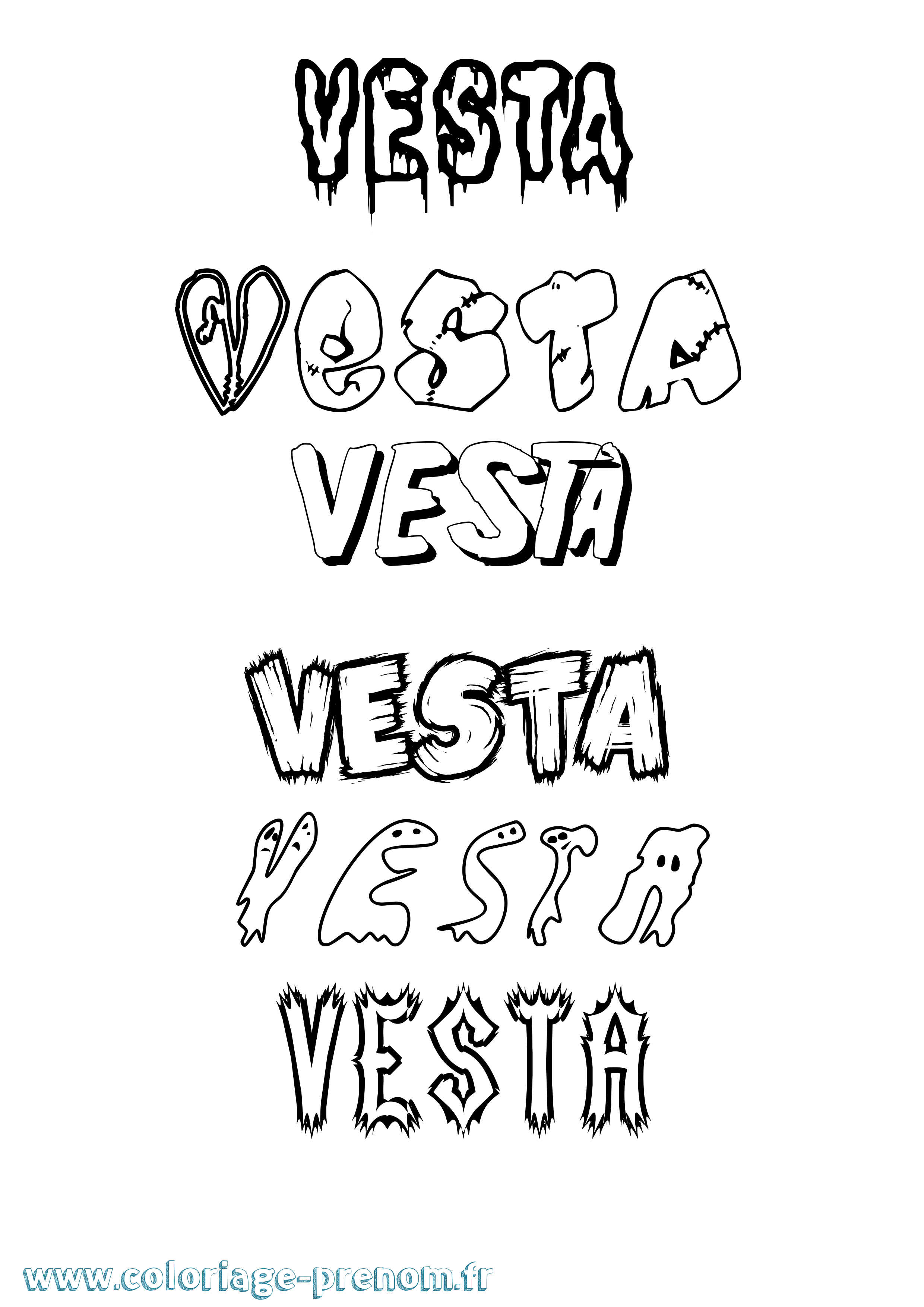 Coloriage prénom Vesta Frisson
