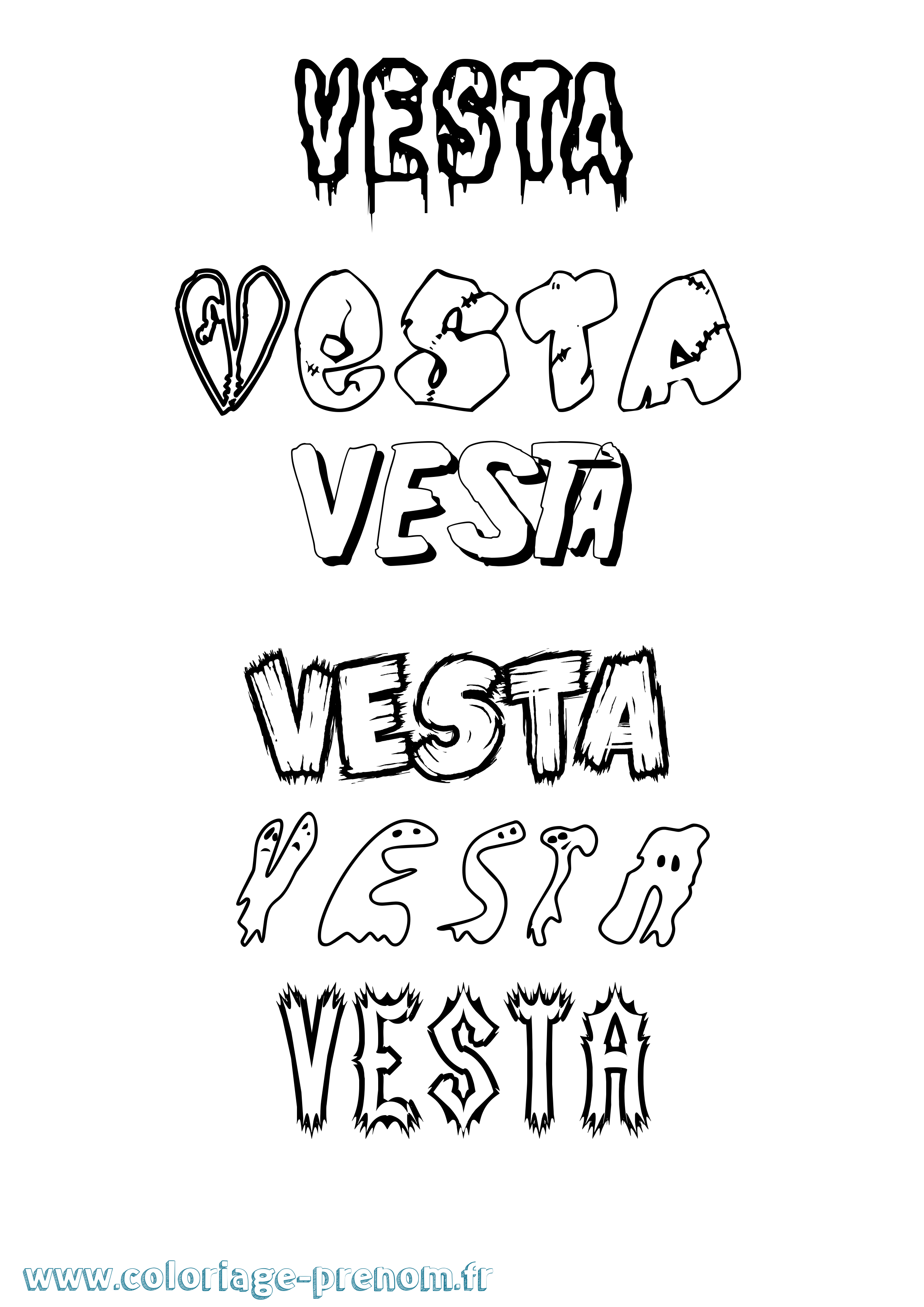 Coloriage Vesta Frisson Coloriage prénom Vesta Frisson