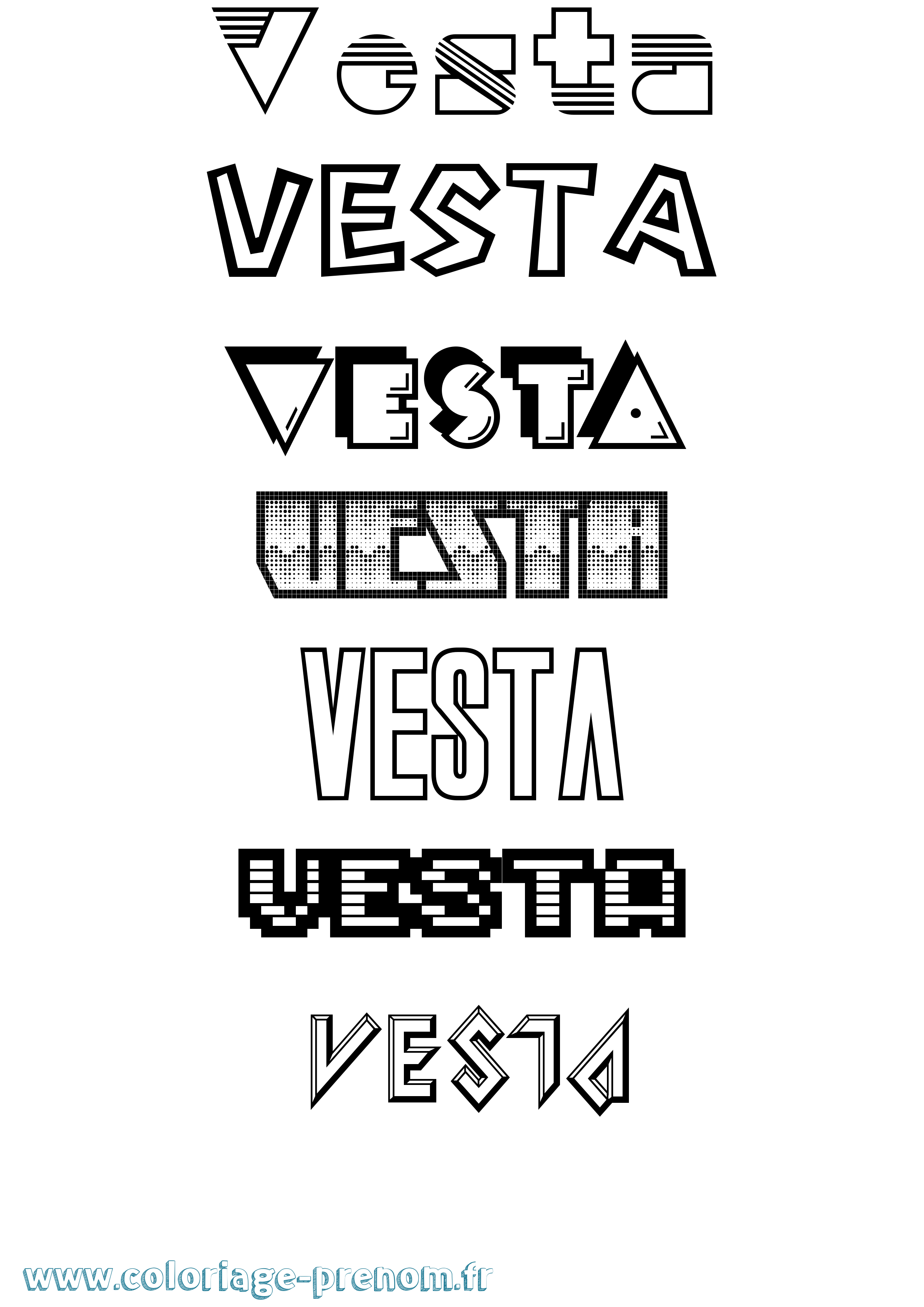 Coloriage prénom Vesta Jeux Vidéos