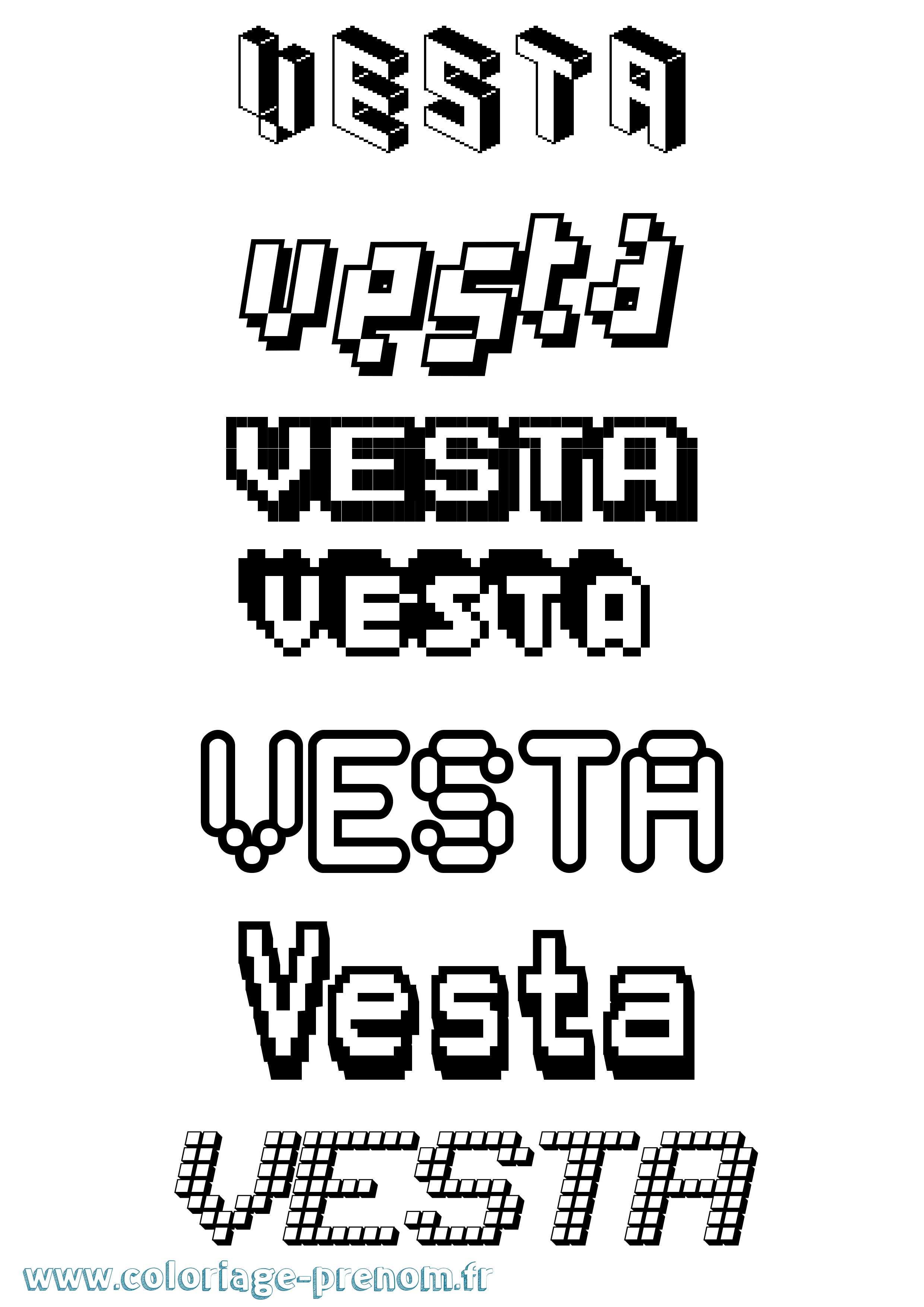 Coloriage prénom Vesta Pixel