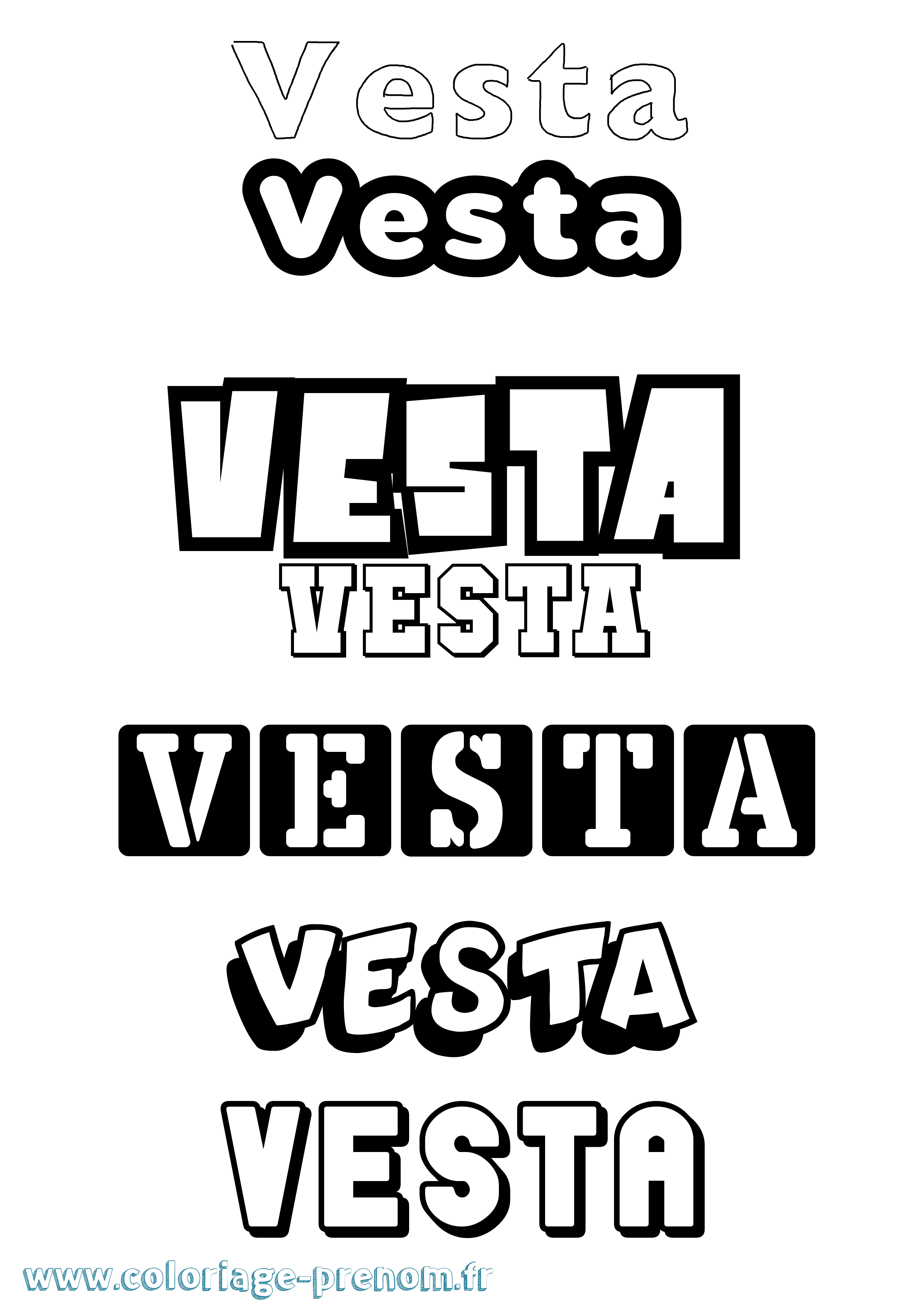 Coloriage prénom Vesta Simple